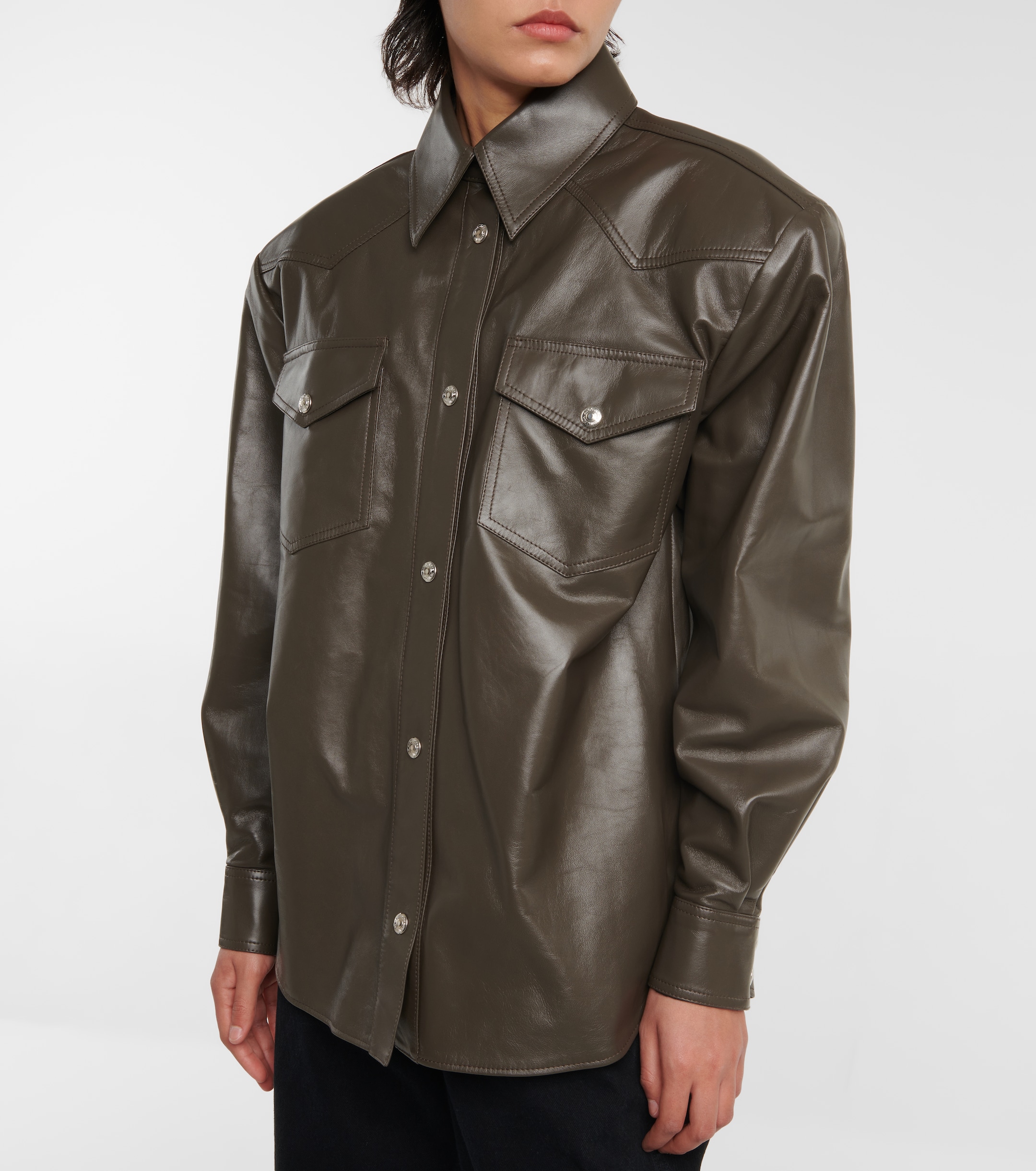 Alexandre Vauthier Oversized leather shirt