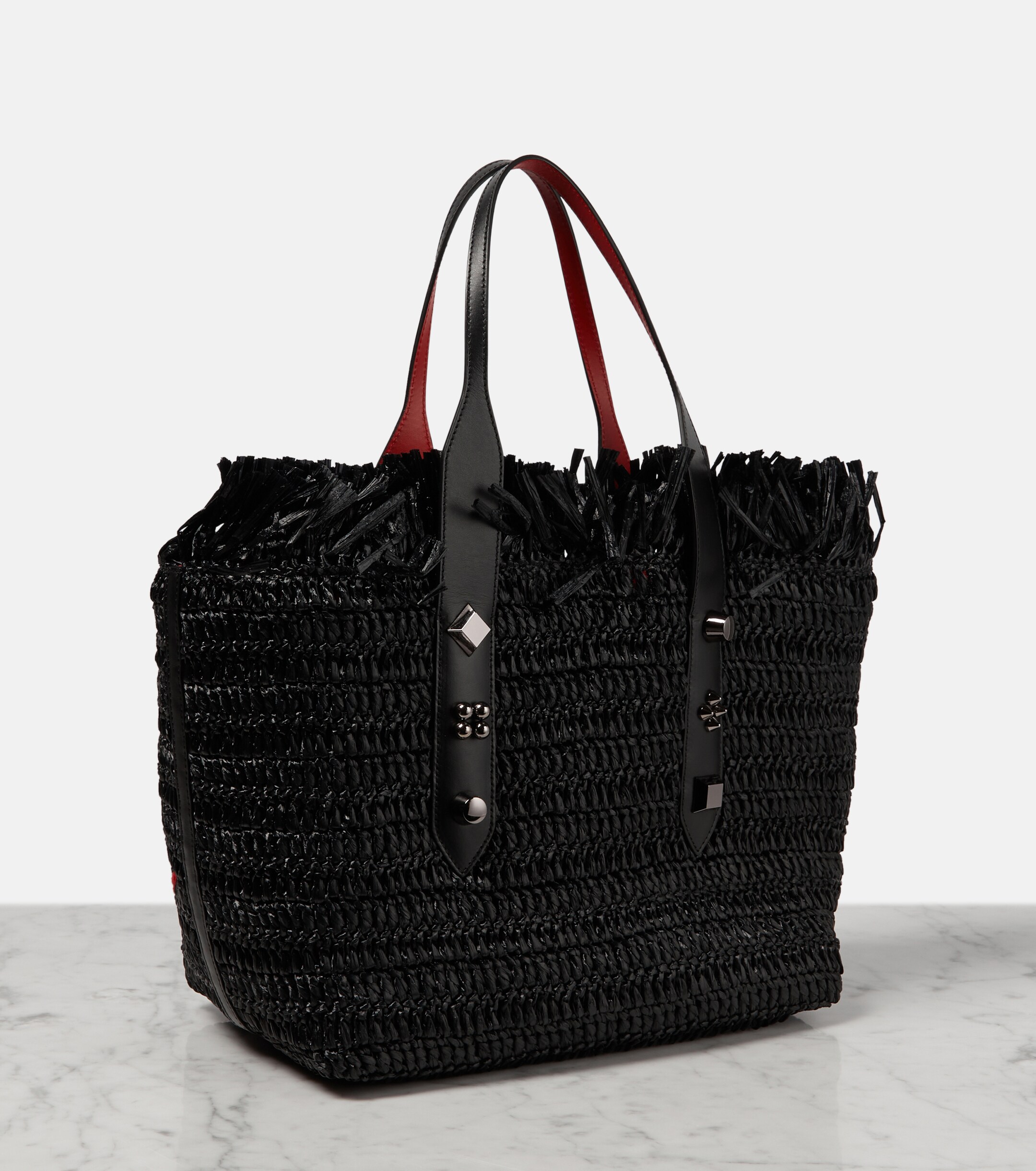 CHRISTIAN LOUBOUTIN Frangibus Medium embroidered raffia tote bag