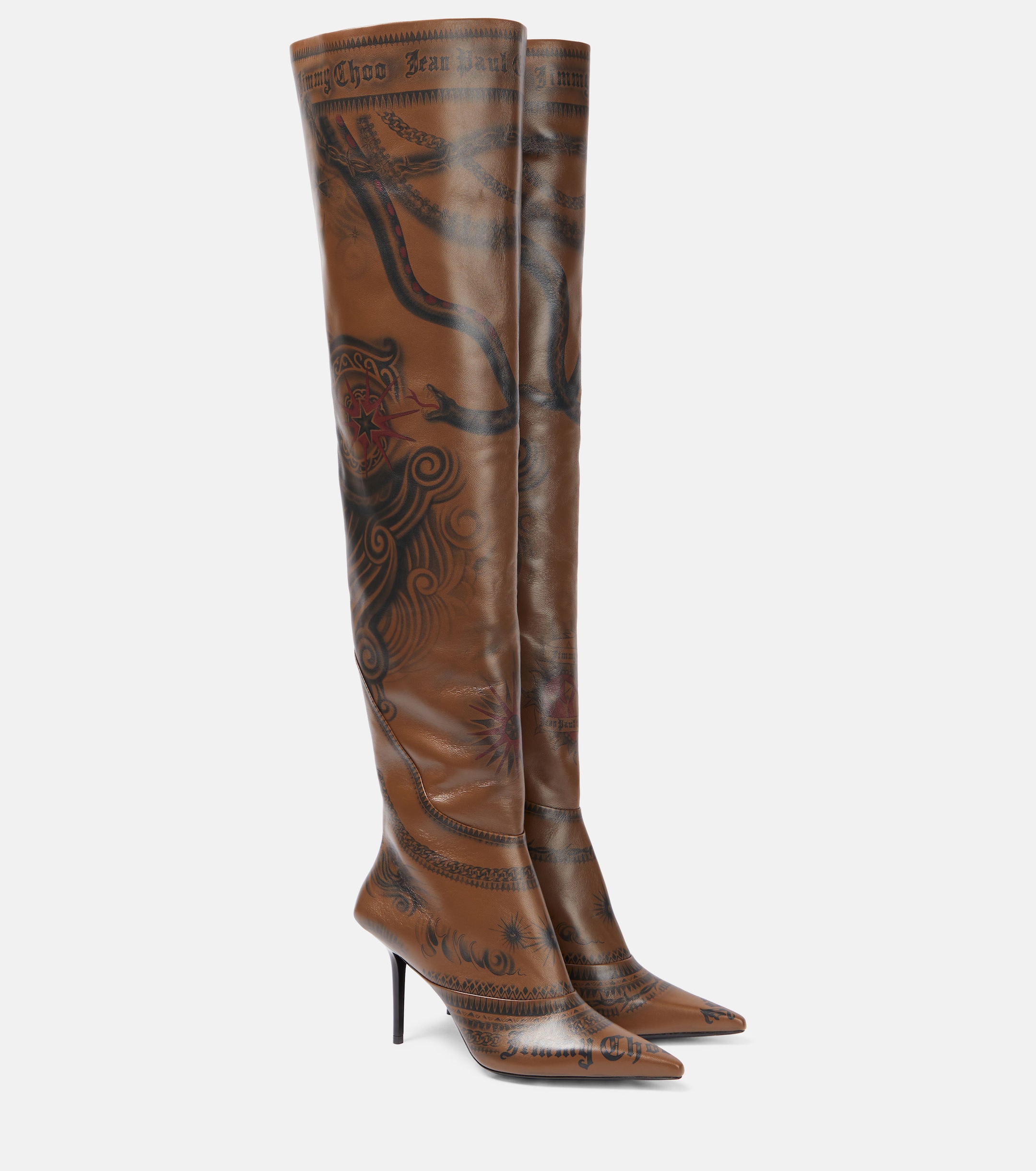 JIMMY CHOO - x Jean Paul Gaultier Tattoo leather over-the-knee