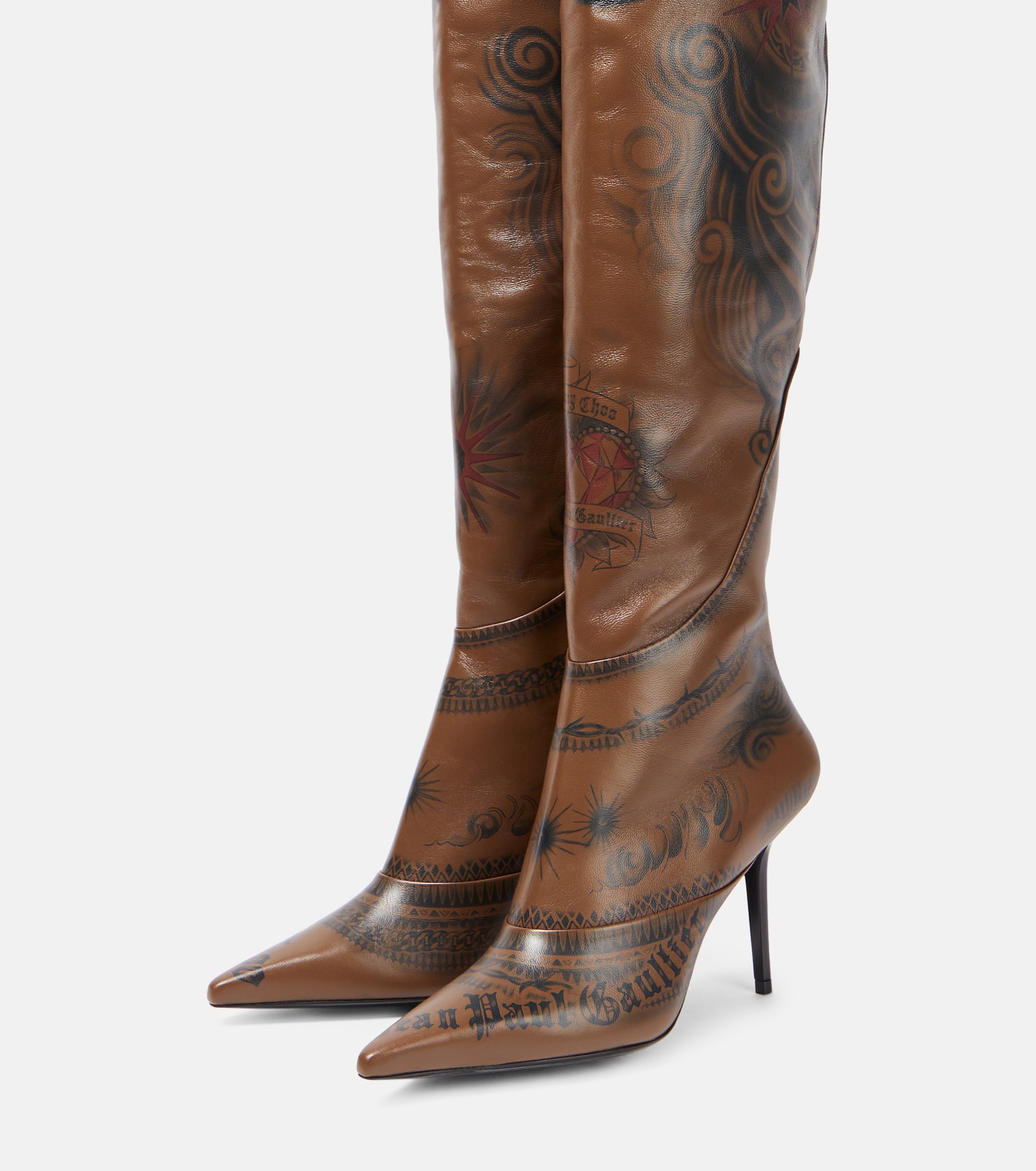 JIMMY CHOO - x Jean Paul Gaultier Tattoo leather over-the-knee