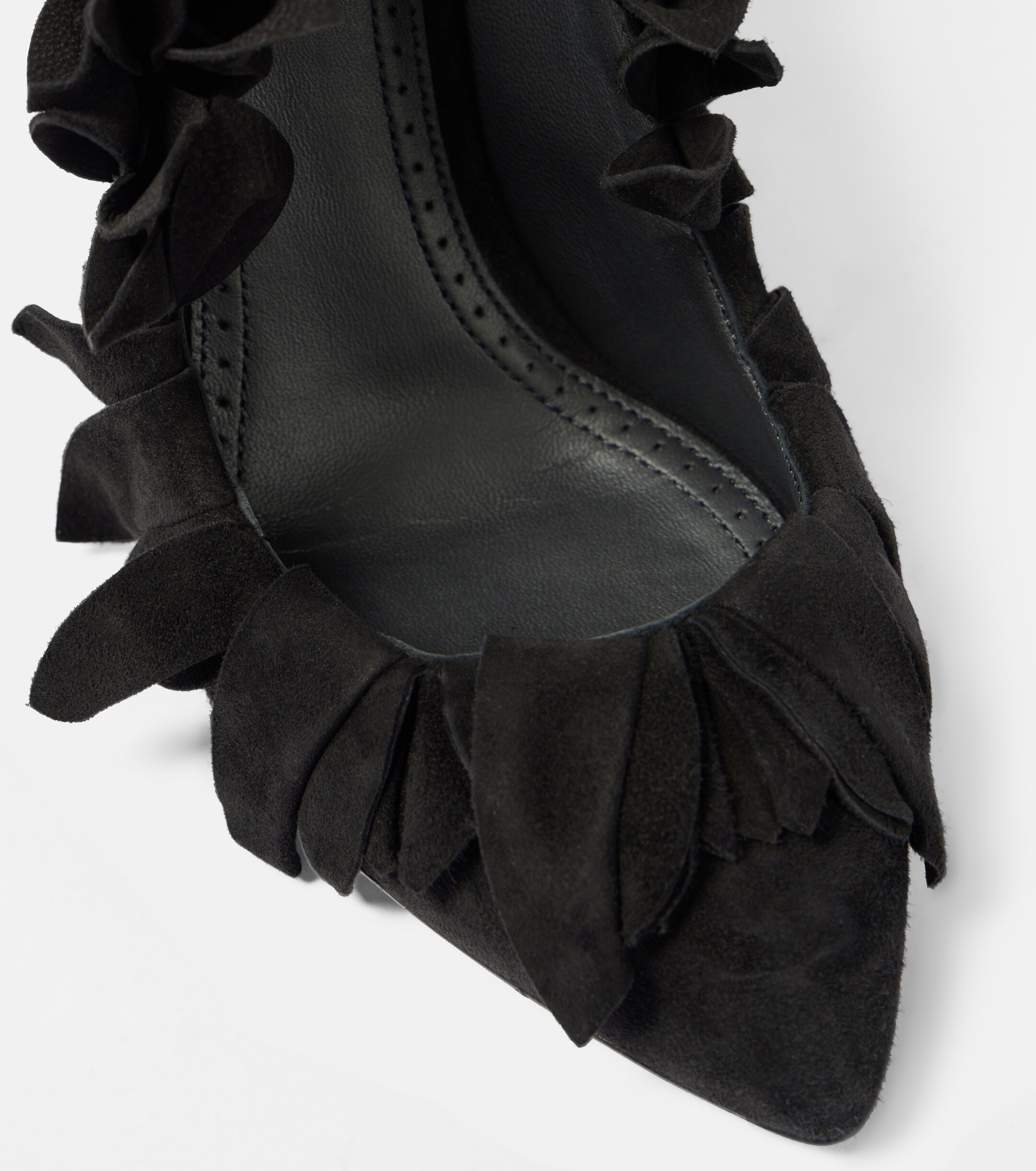 Alaïa Petal ruffled suede pumps
