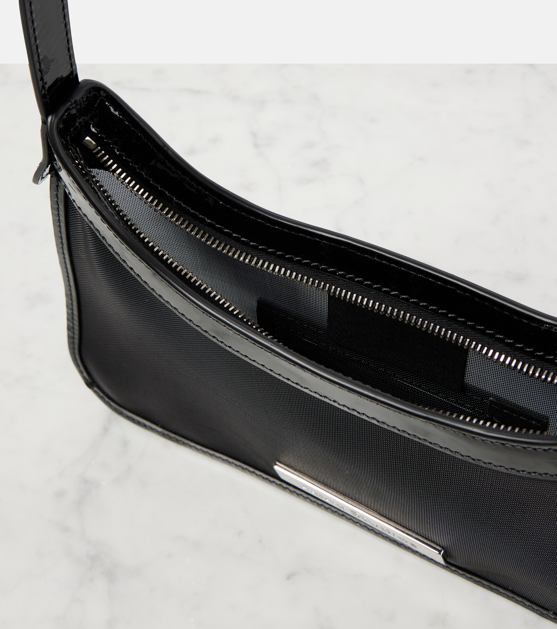 Acne Studios Platt leather-trimmed mesh shoulder bag