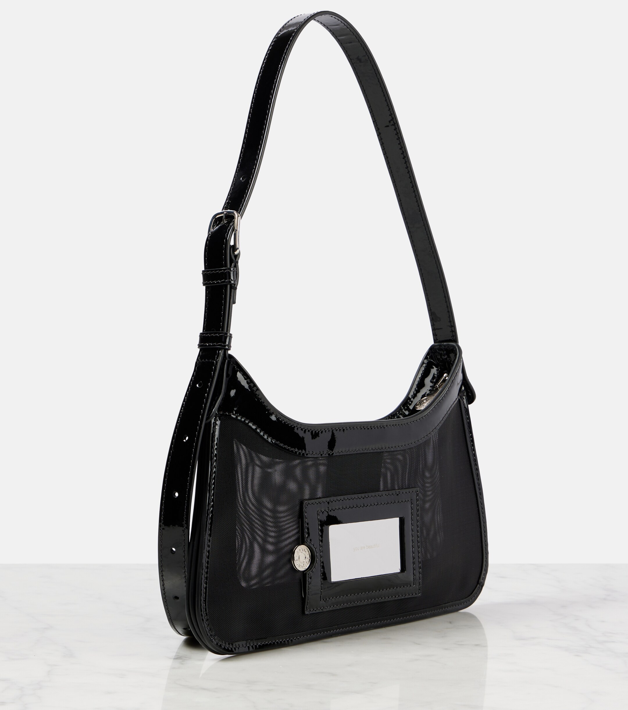 Acne Studios Platt leather-trimmed mesh shoulder bag
