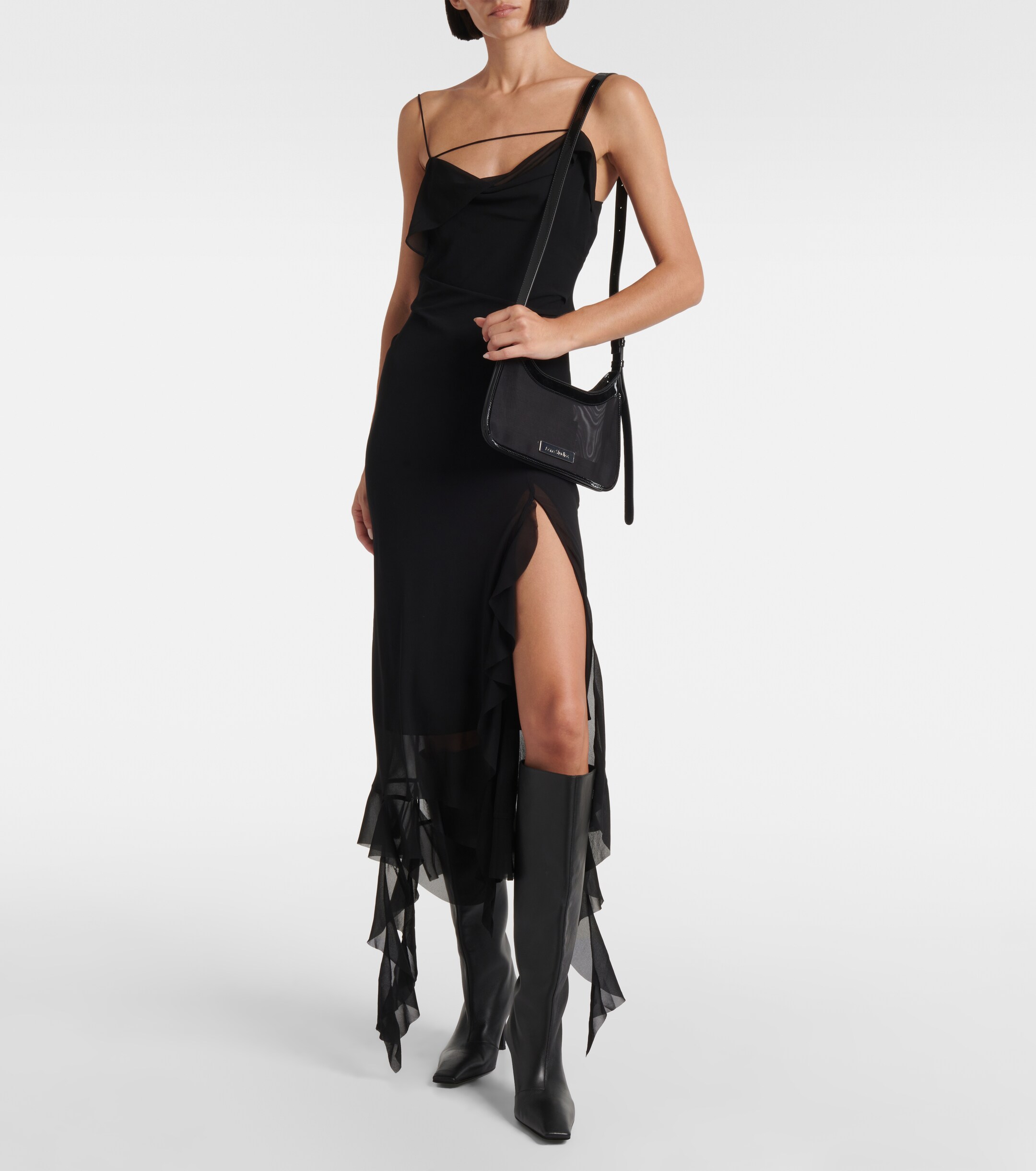 Acne Studios Platt leather-trimmed mesh shoulder bag