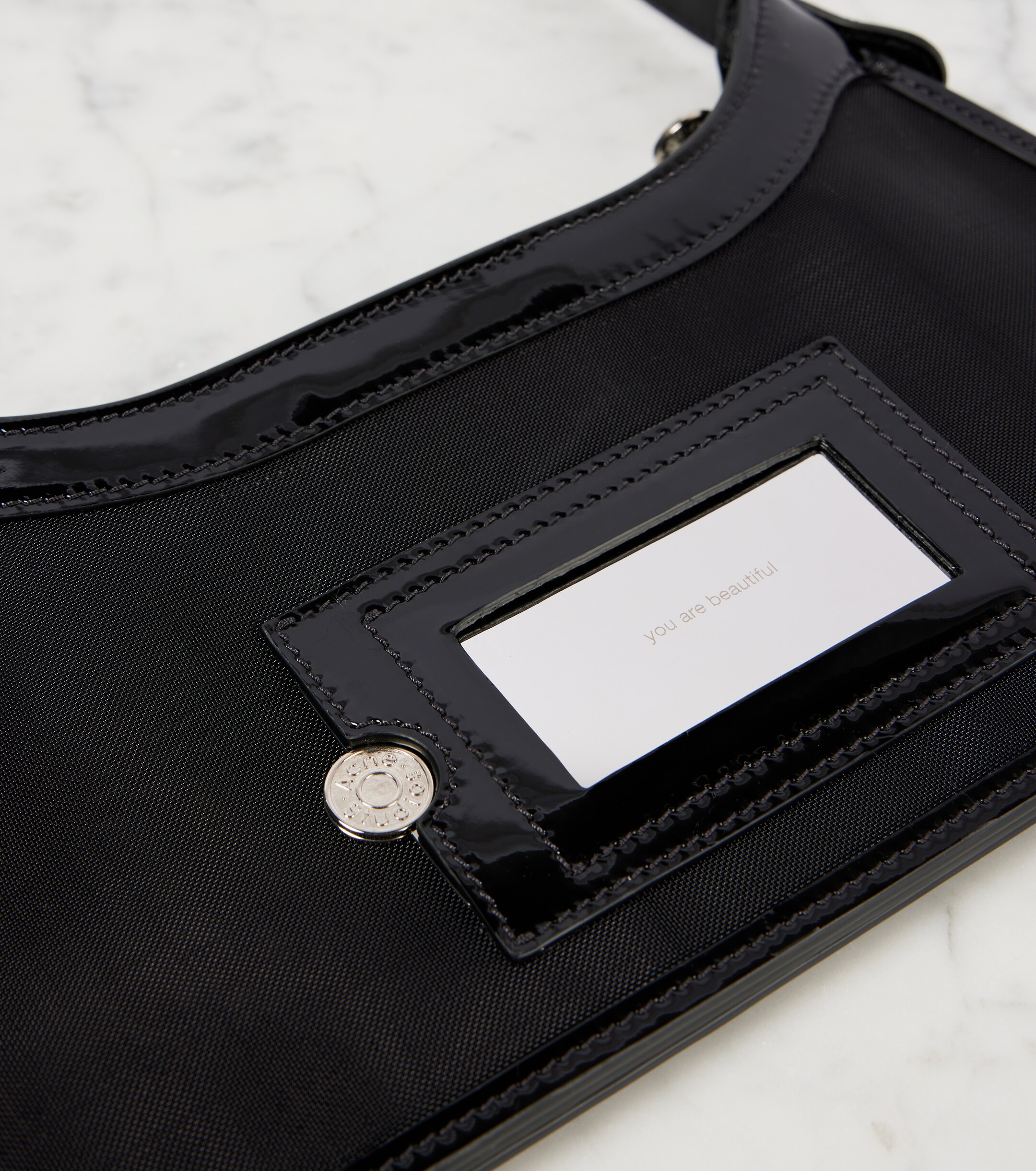 Acne Studios Platt leather-trimmed mesh shoulder bag
