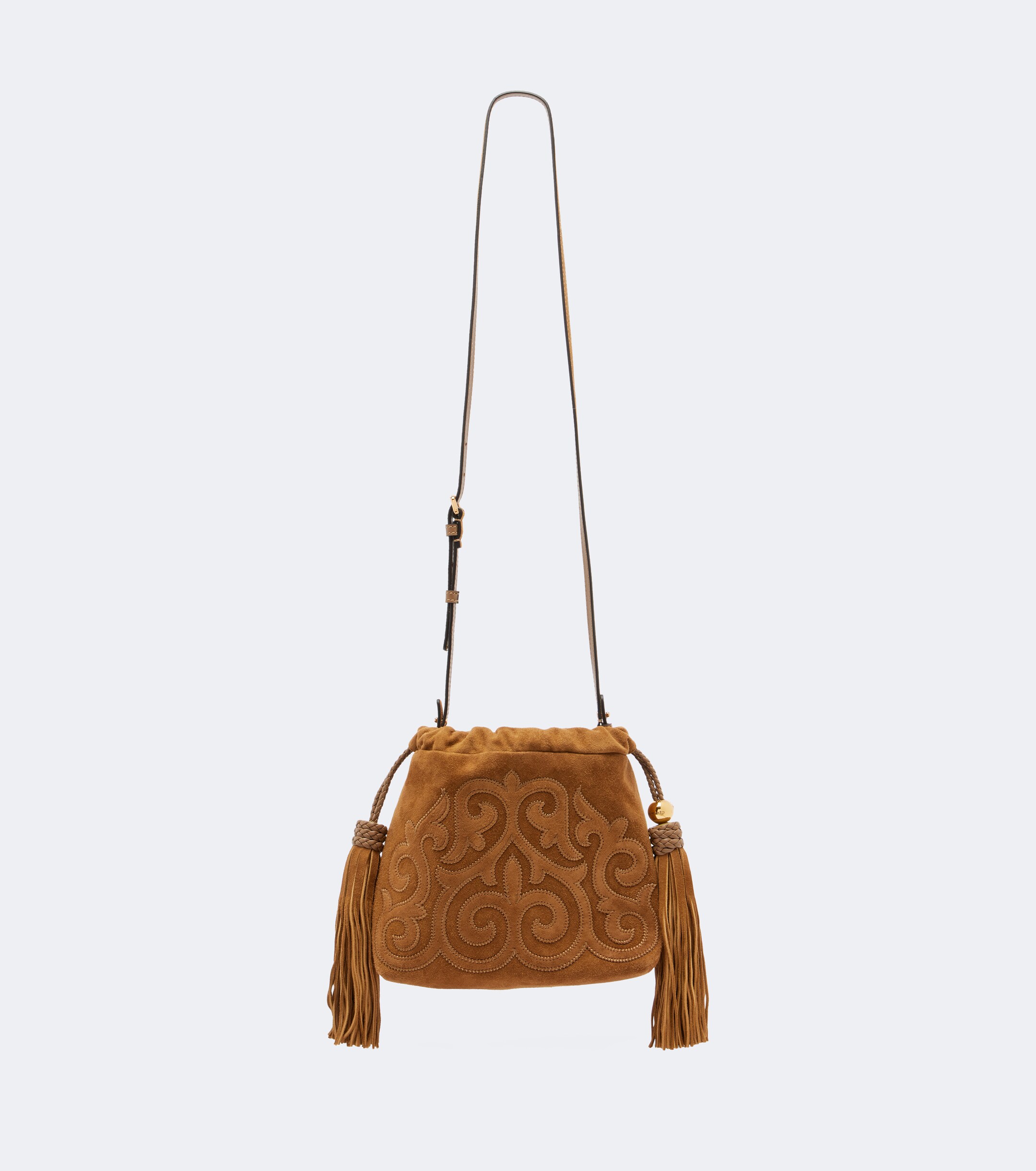 Etro Kalispera Small embroidered suede clutch
