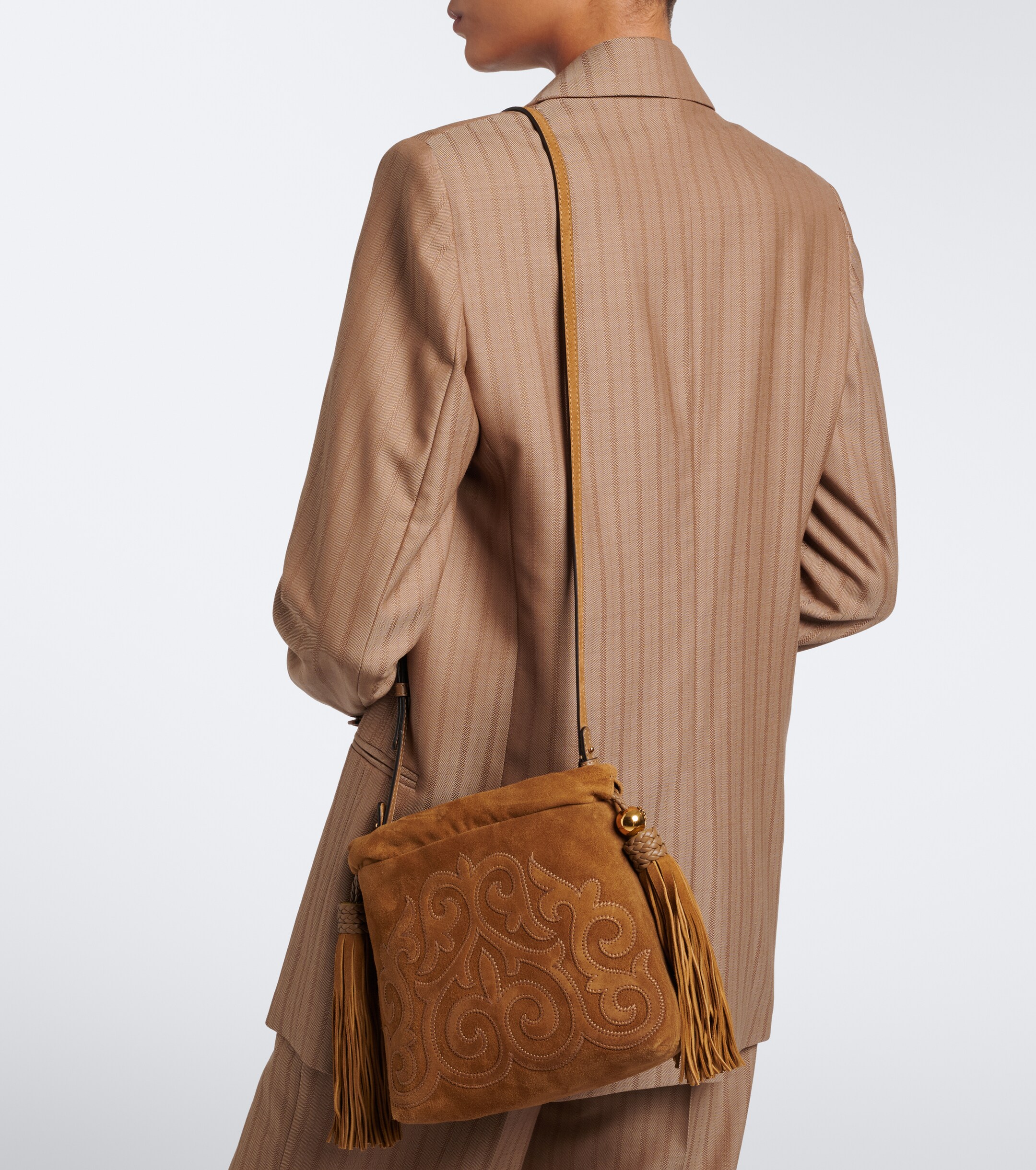 Etro Kalispera Small embroidered suede clutch