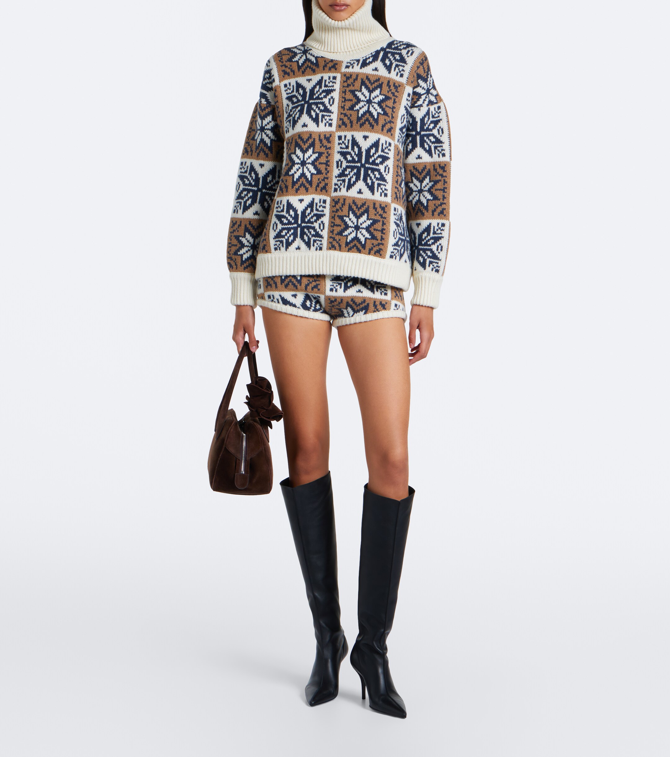 Magda Butrym Magda Butrym Jacquard wool and cashmere shorts