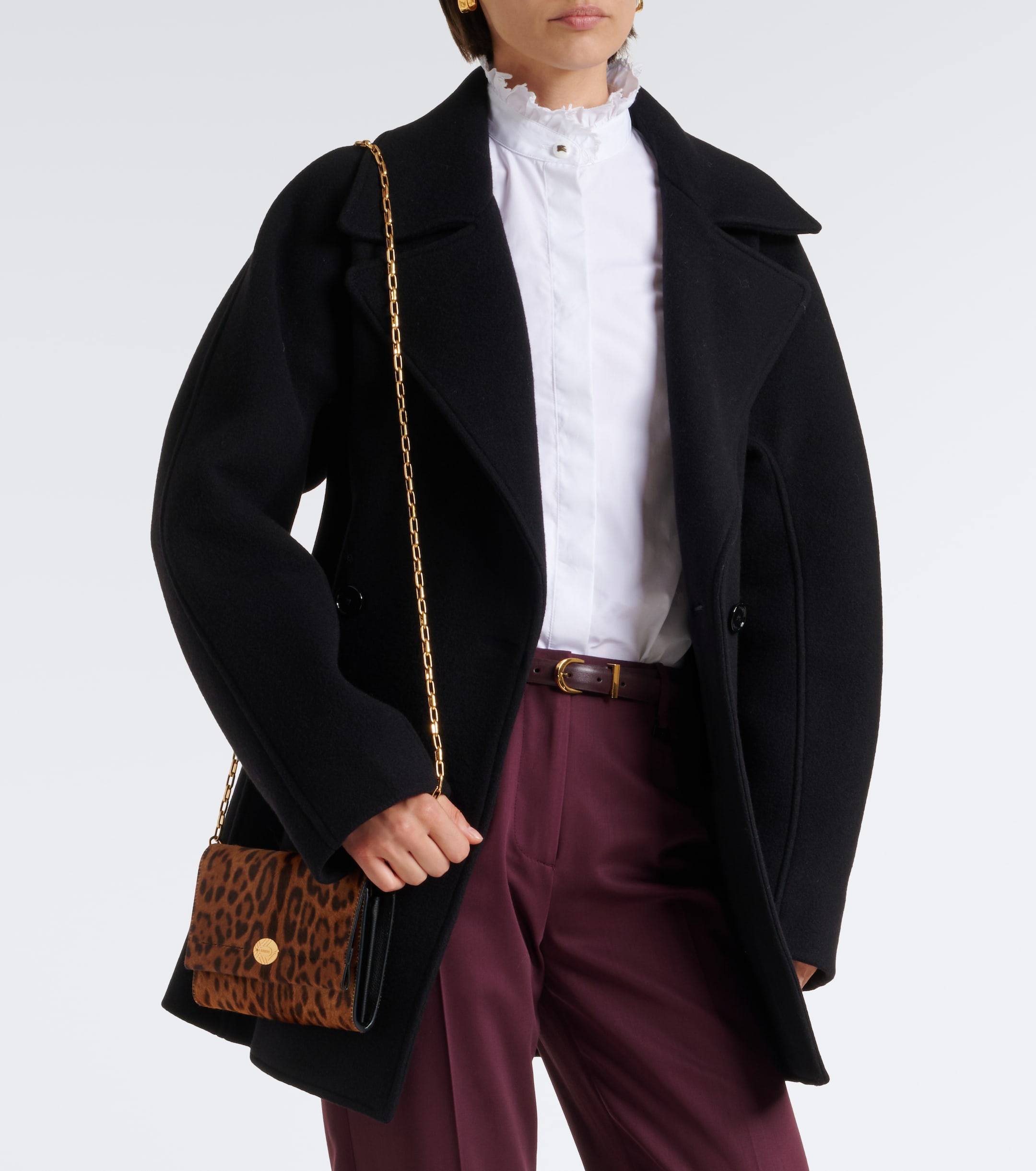 Burberry Leopard-print calf hair wallet on chain
