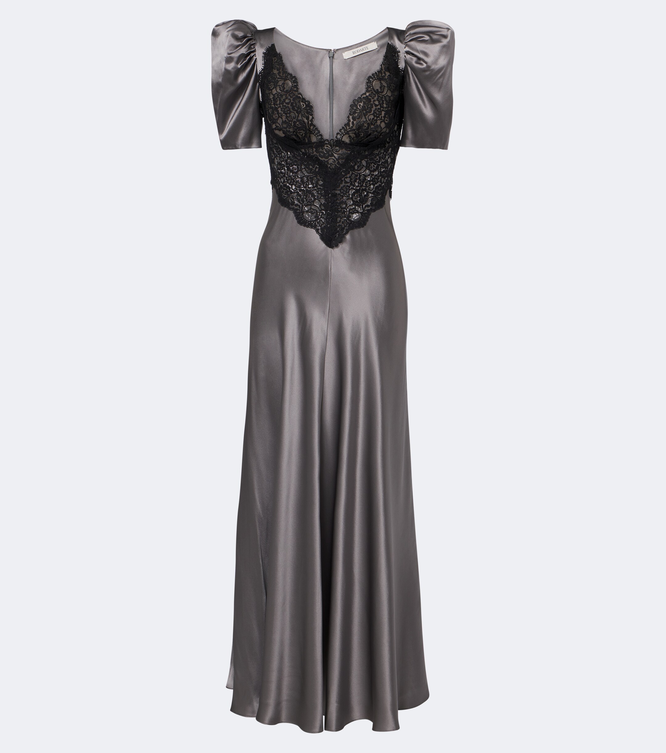 Rodarte Rodarte Lace-trimmed silk satin gown