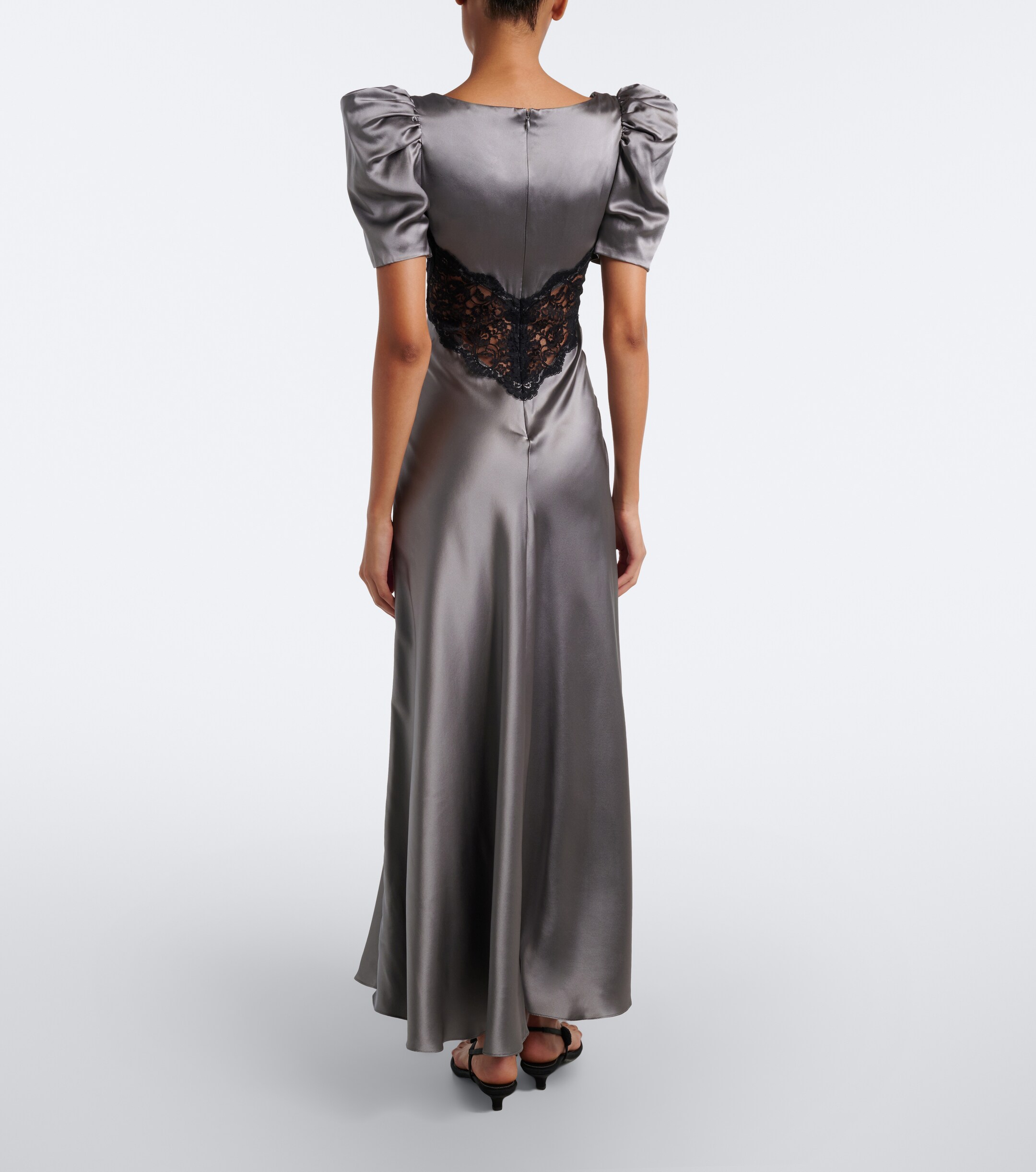 Rodarte Rodarte Lace-trimmed silk satin gown