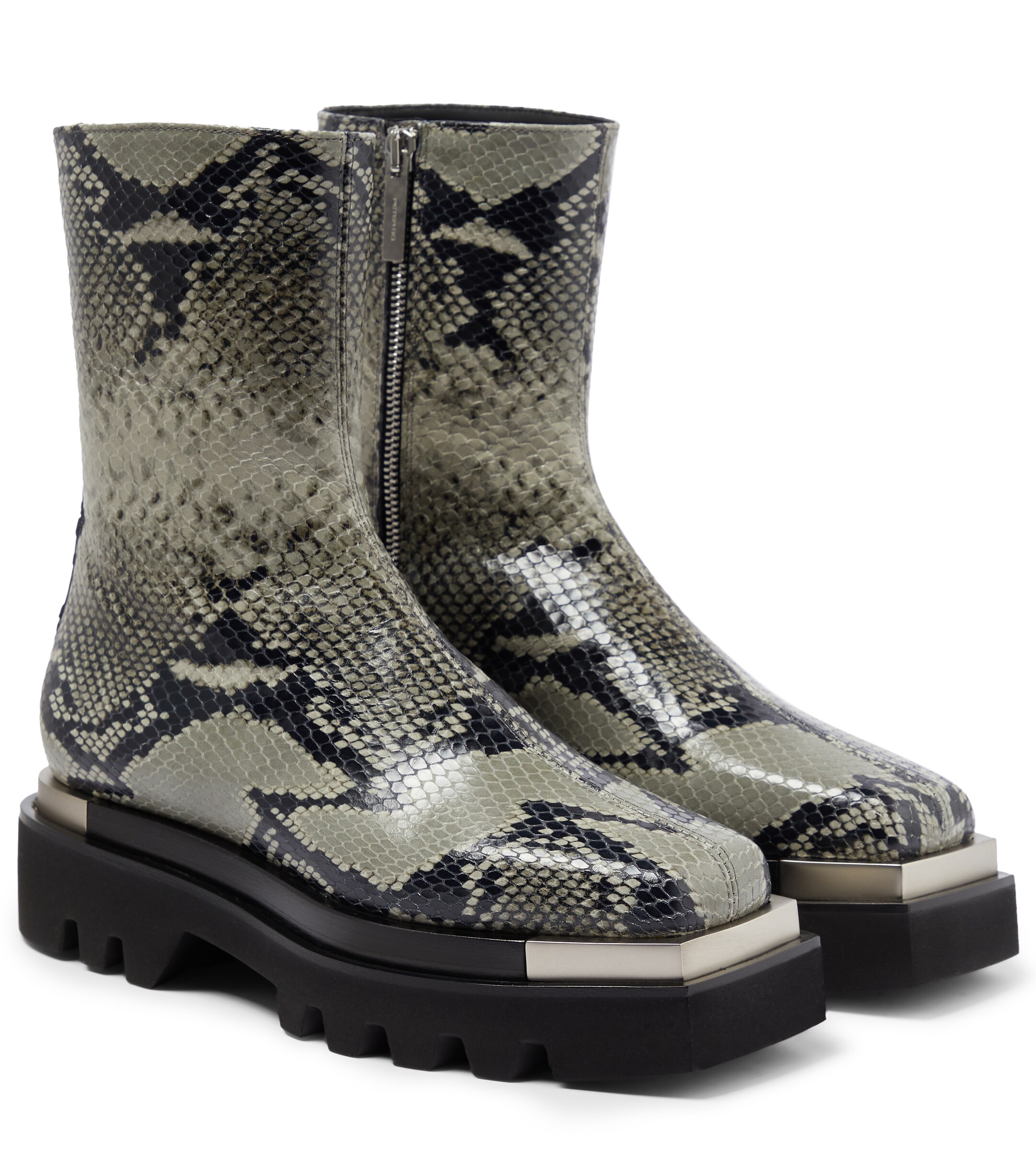 PETER DO Snake-effect leather ankle boots