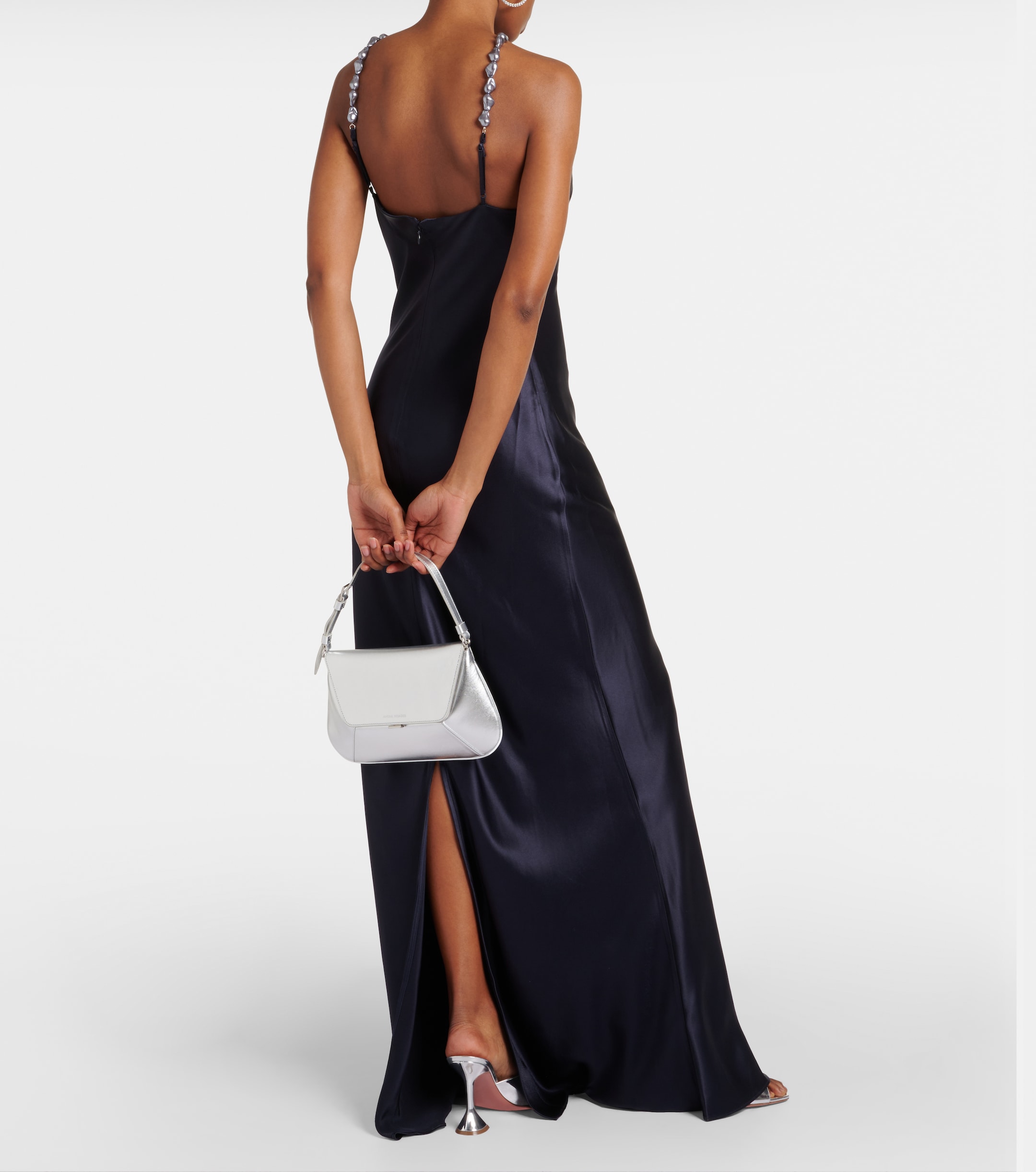 Staud Cadence halterneck satin slip dress 