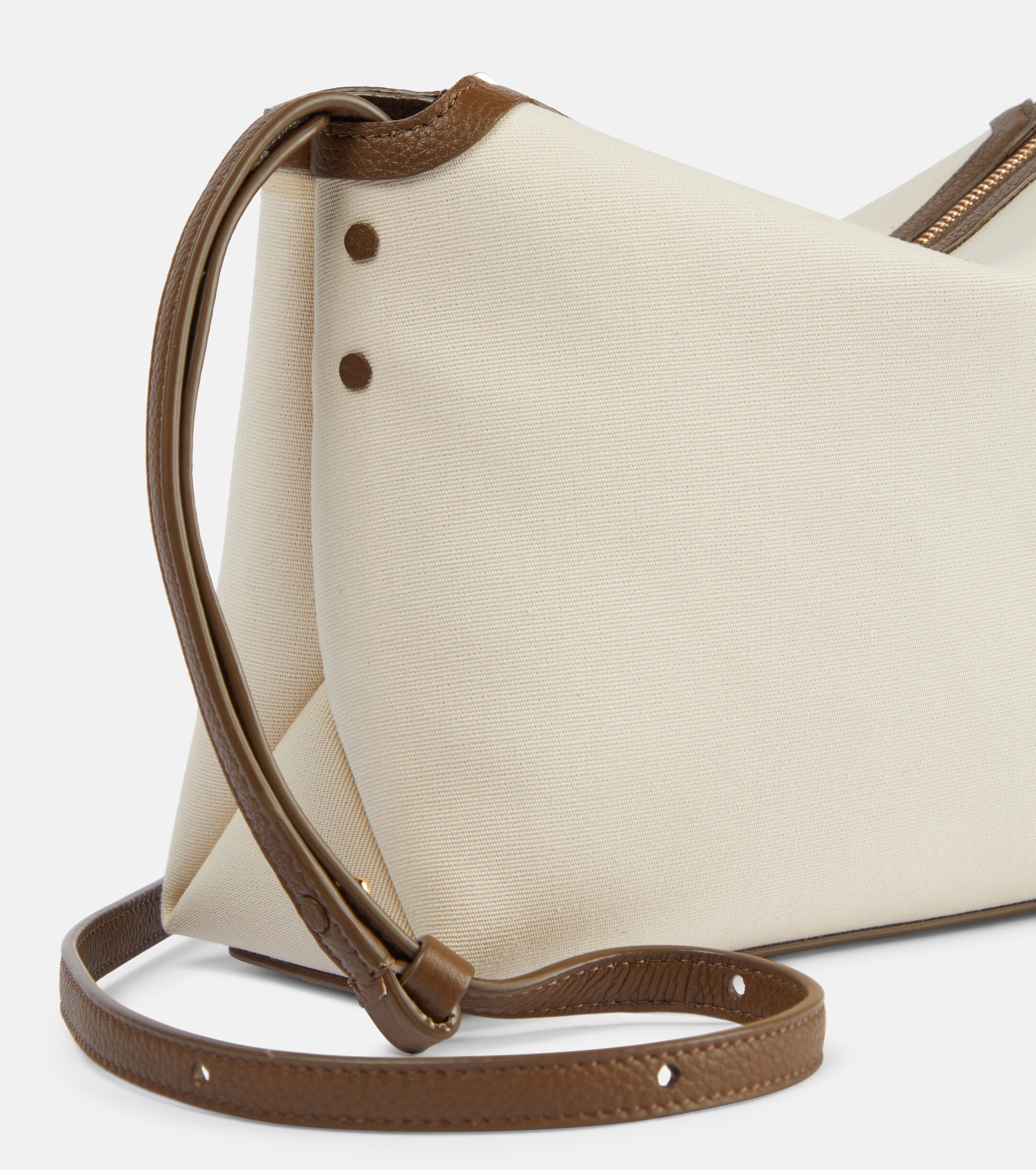 KHAITE Lina leather-trimmed canvas crossbody bag