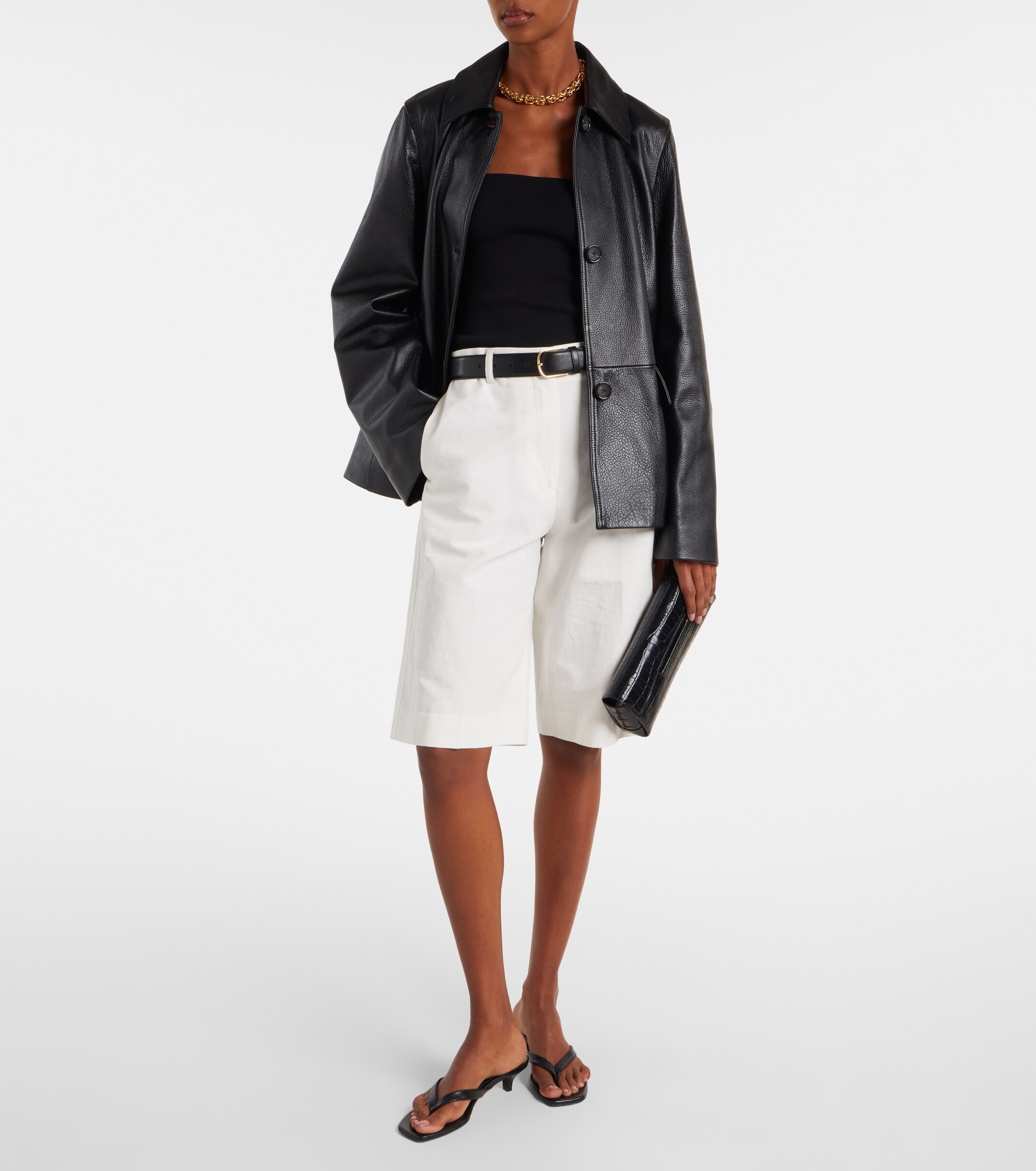 TOTEME T-Clutch Small croc-effect leather clutch