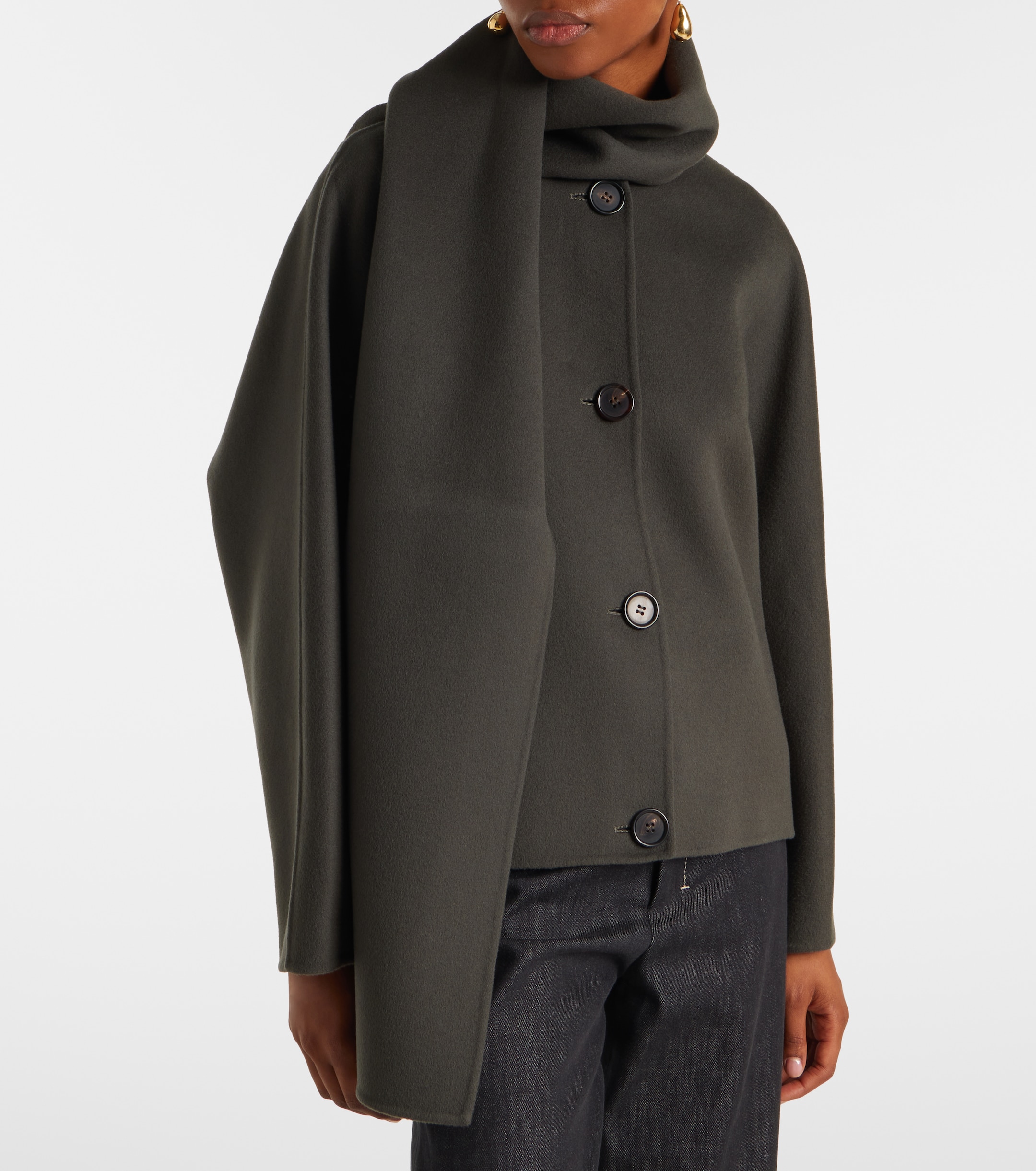 S Max Mara Kate scarf-detail virgin wool jacket thumbnail