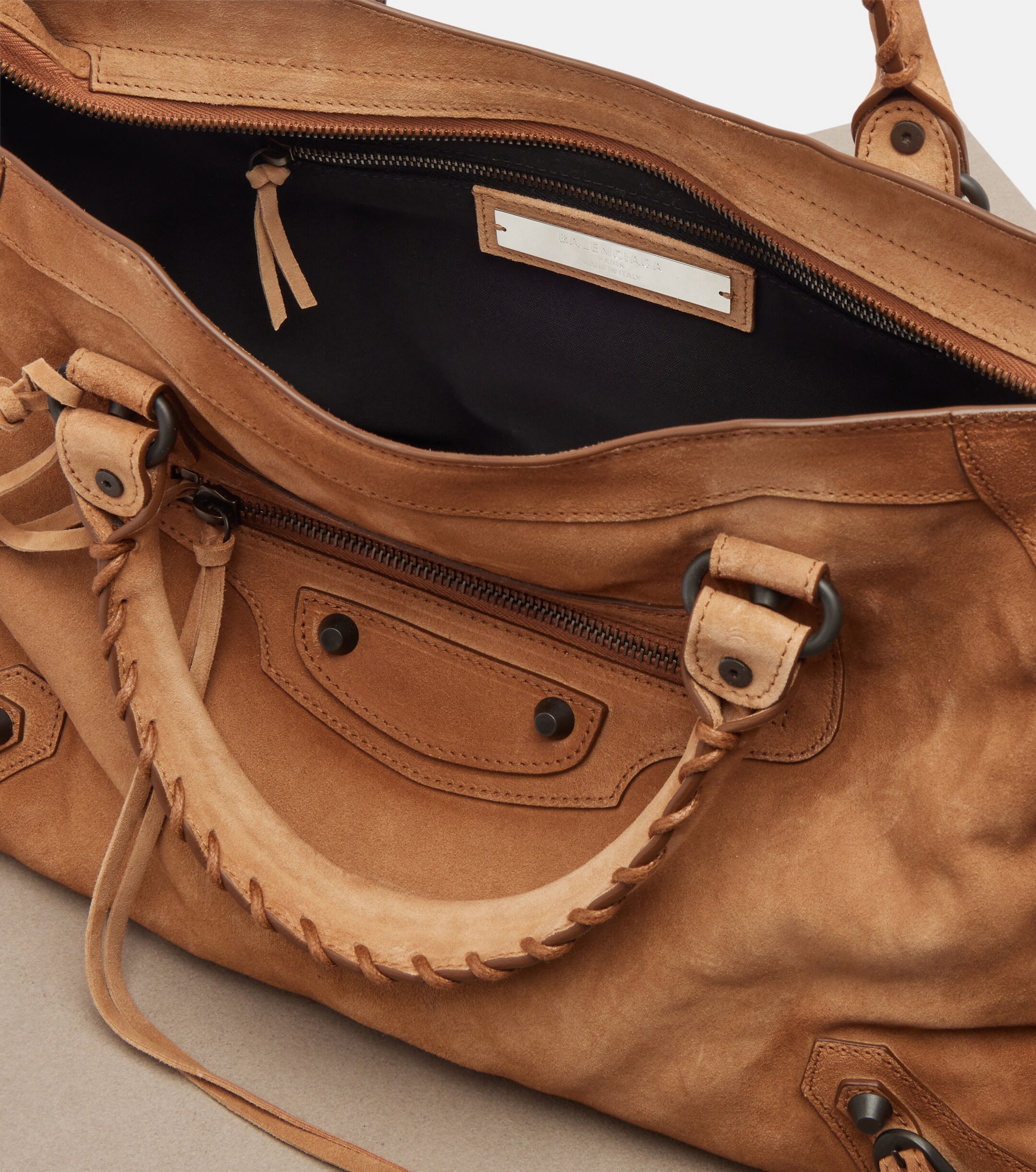 Balenciaga Le City Medium suede top-handle bag