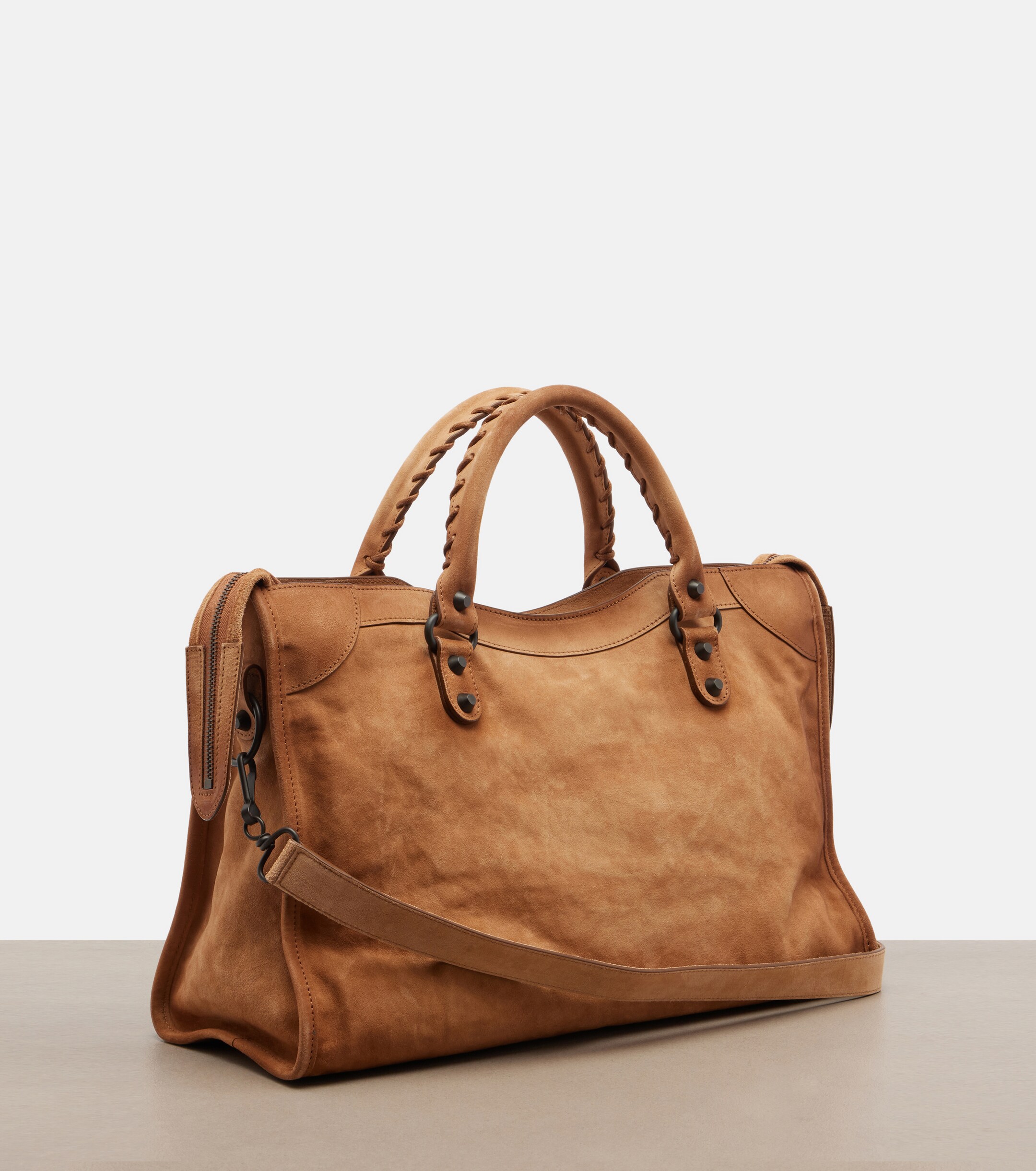 Balenciaga Le City Medium suede top-handle bag