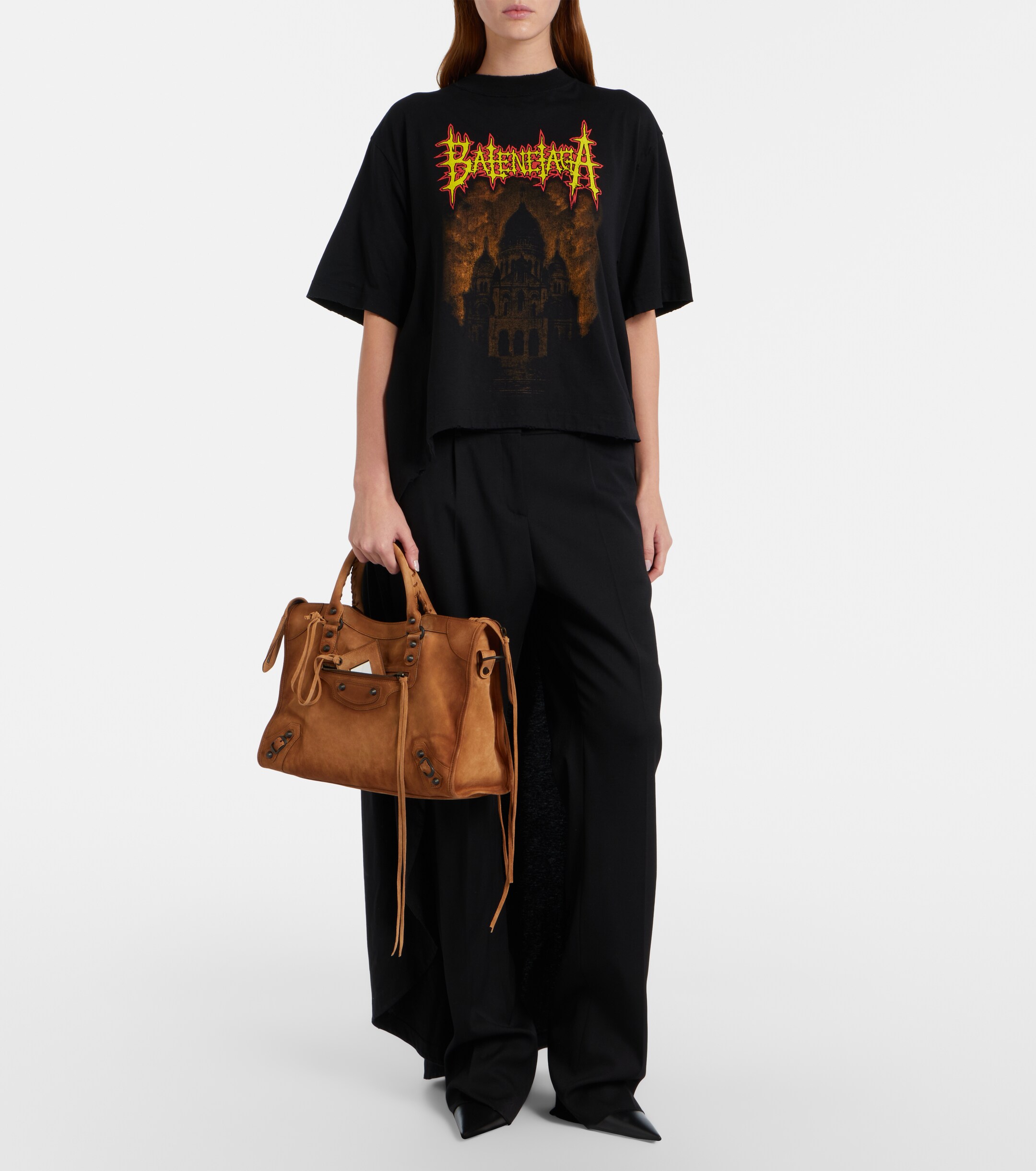 Balenciaga Le City Medium suede top-handle bag