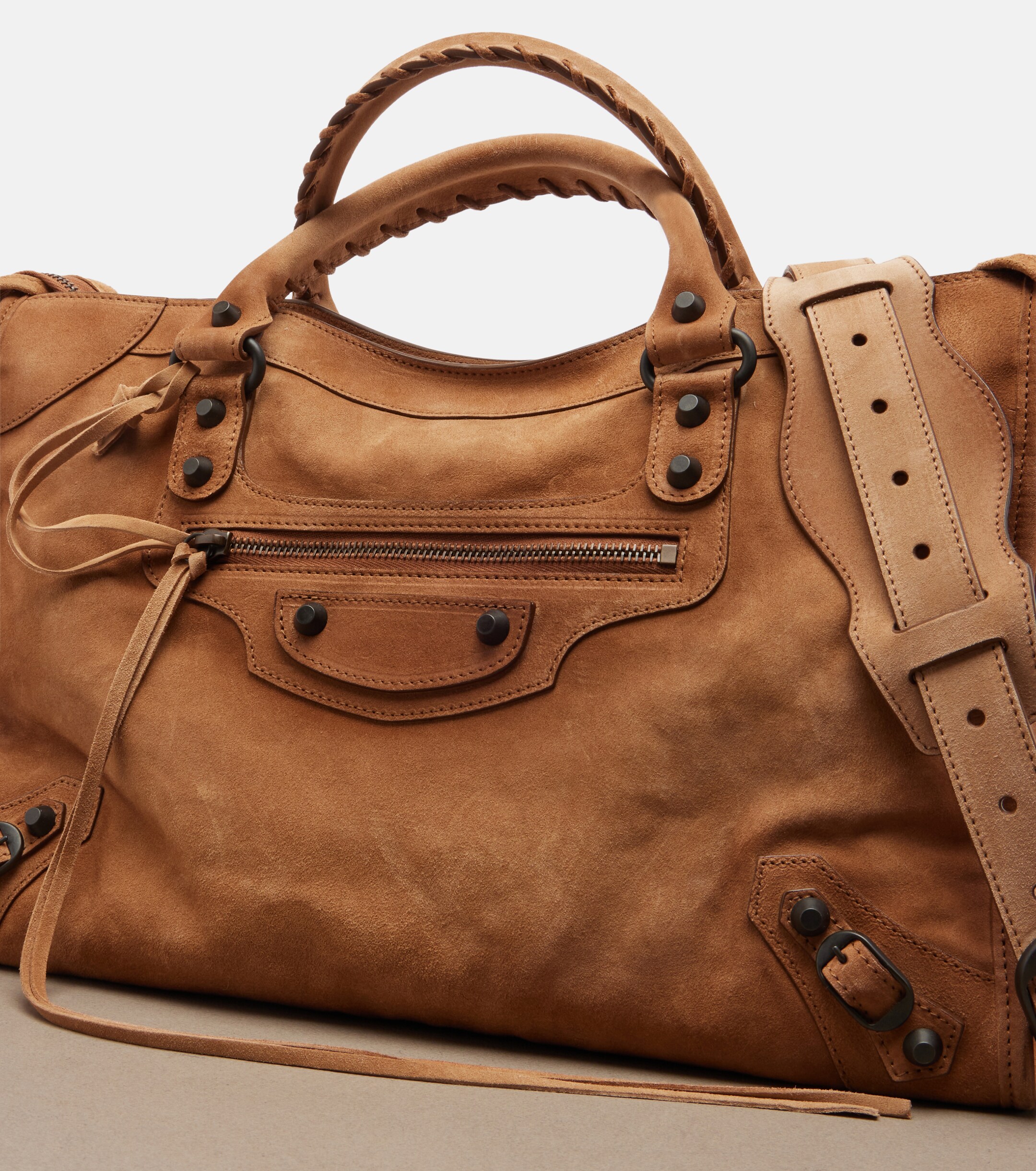 Balenciaga Le City Medium suede top-handle bag
