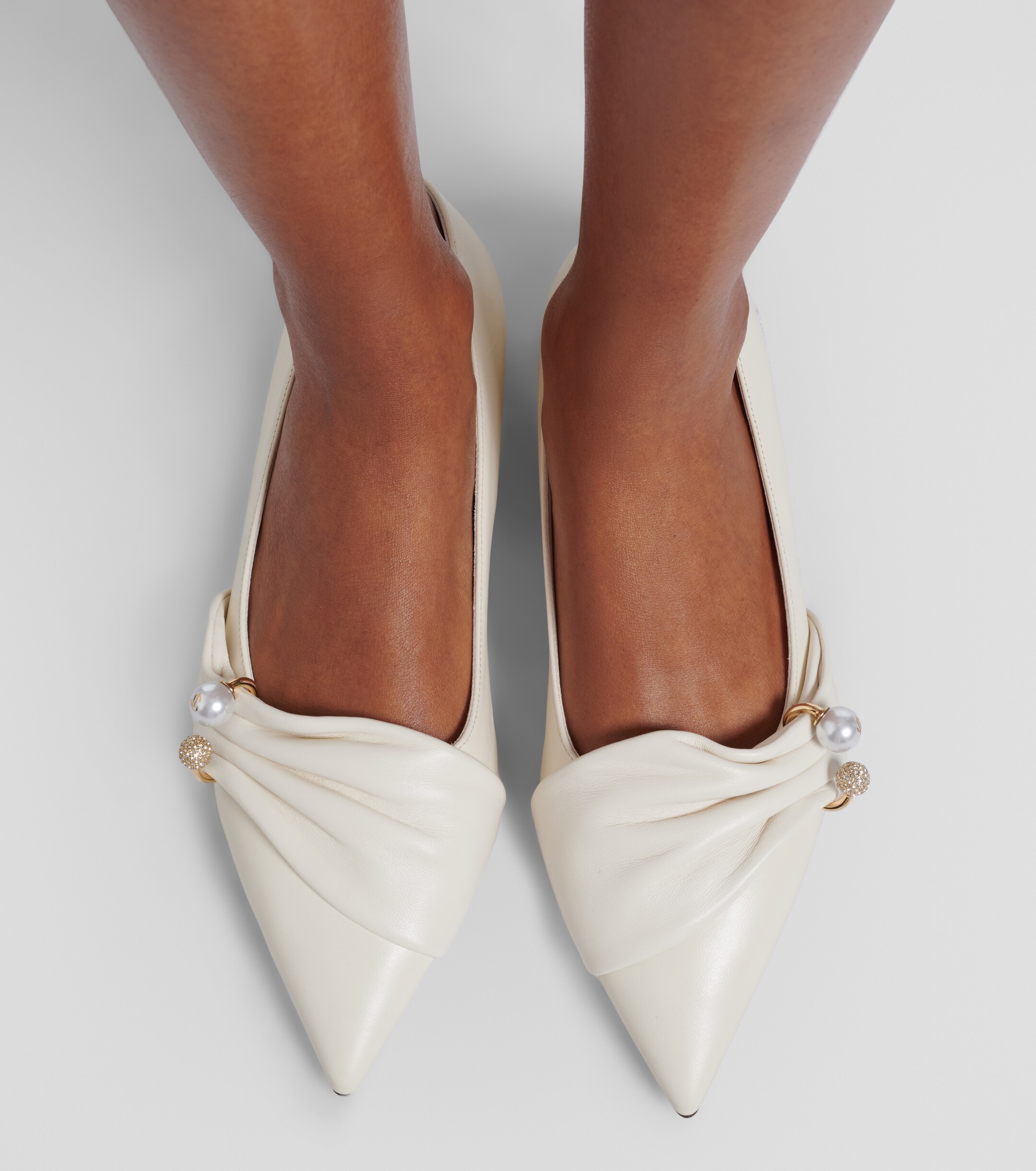 JIMMY CHOO Jimmy Choo Rafi embellished leather ballet flats