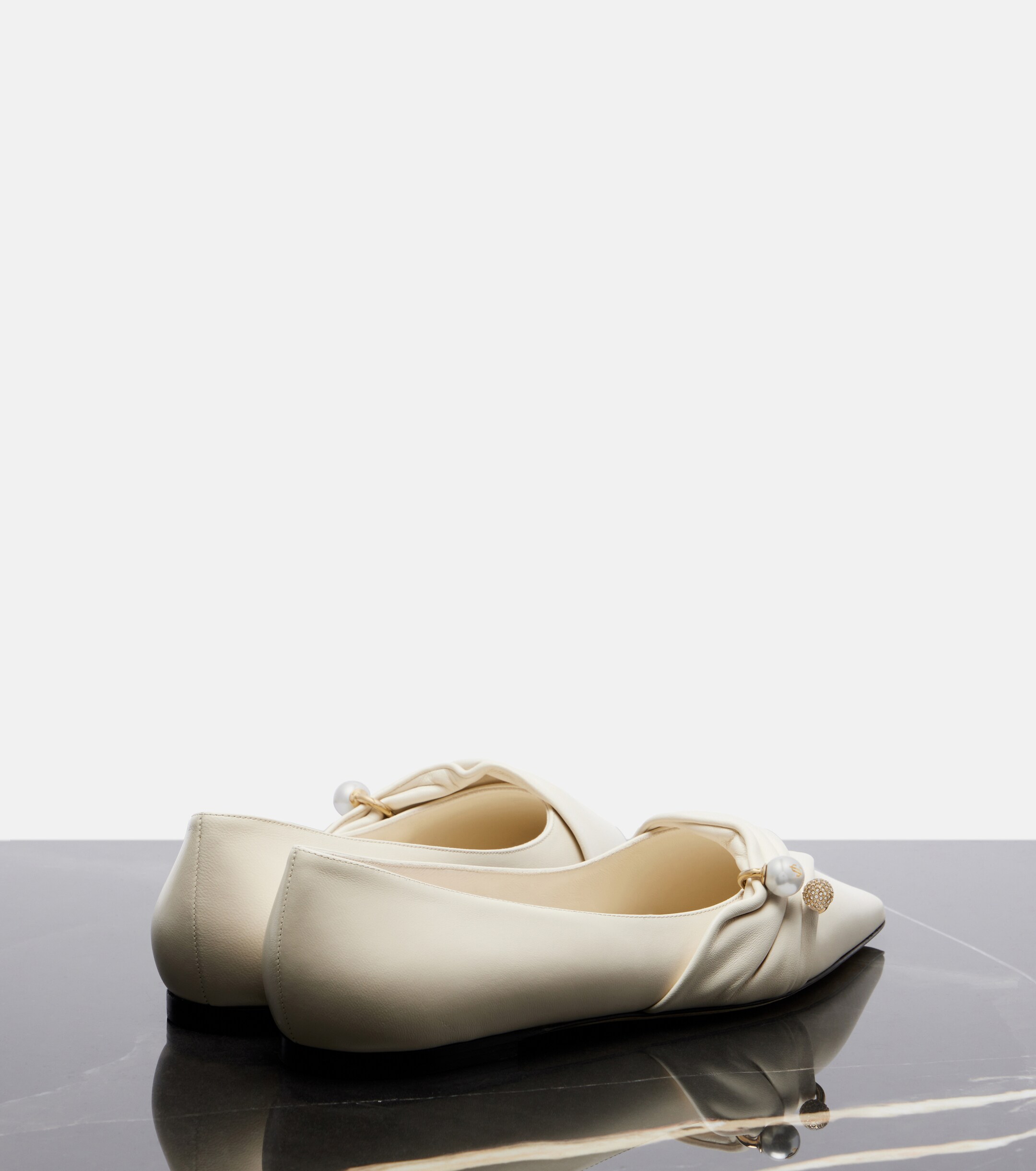JIMMY CHOO Jimmy Choo Rafi embellished leather ballet flats