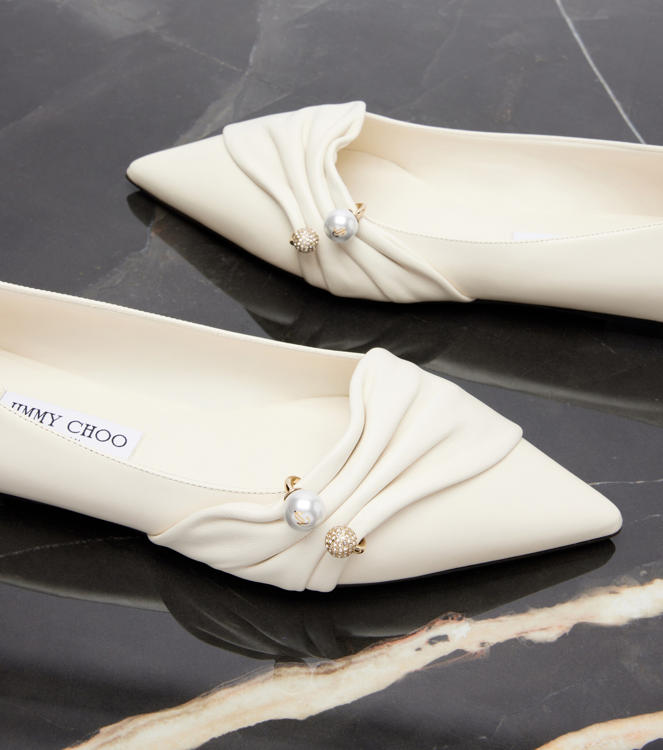 JIMMY CHOO Jimmy Choo Rafi embellished leather ballet flats
