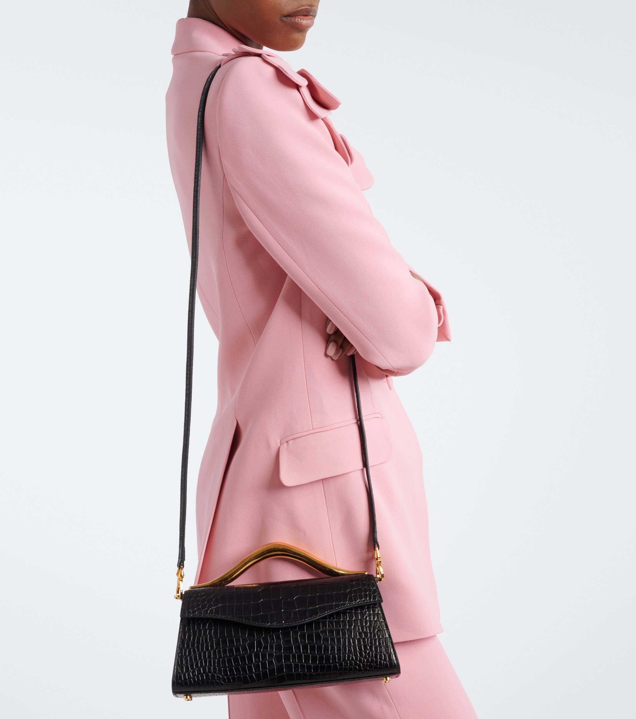 Elie Saab Petit Wave croc-effect leather top-handle bag