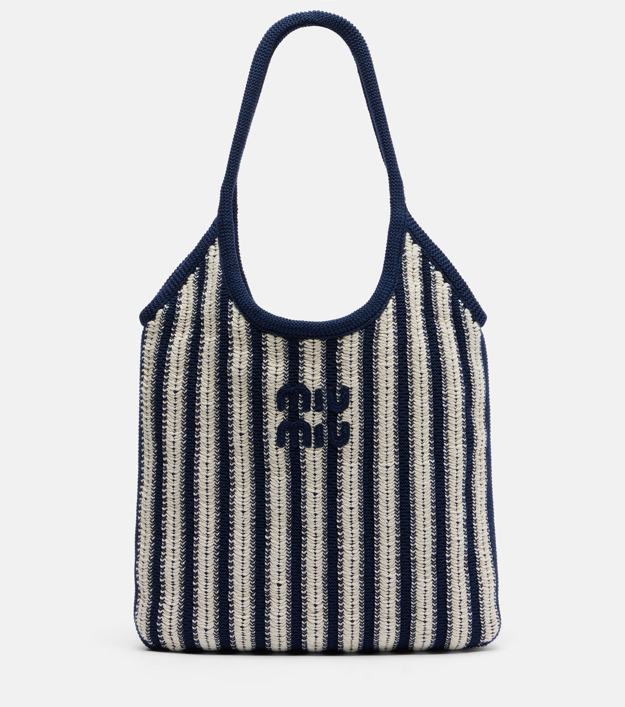 Miu Miu Ivy Medium striped crochet shopper