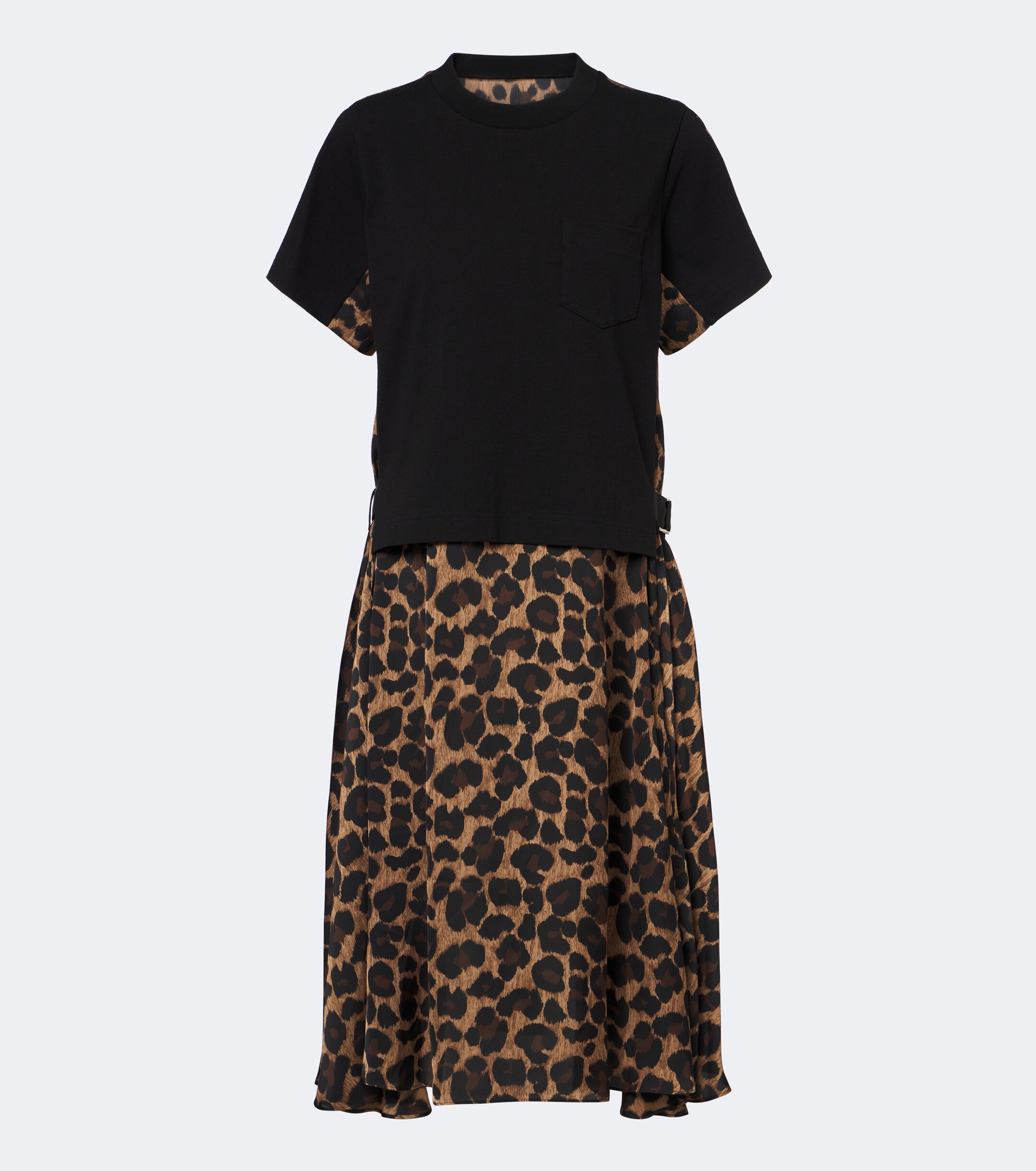 Sacai Sacai Leopard-print cotton jersey midi dress