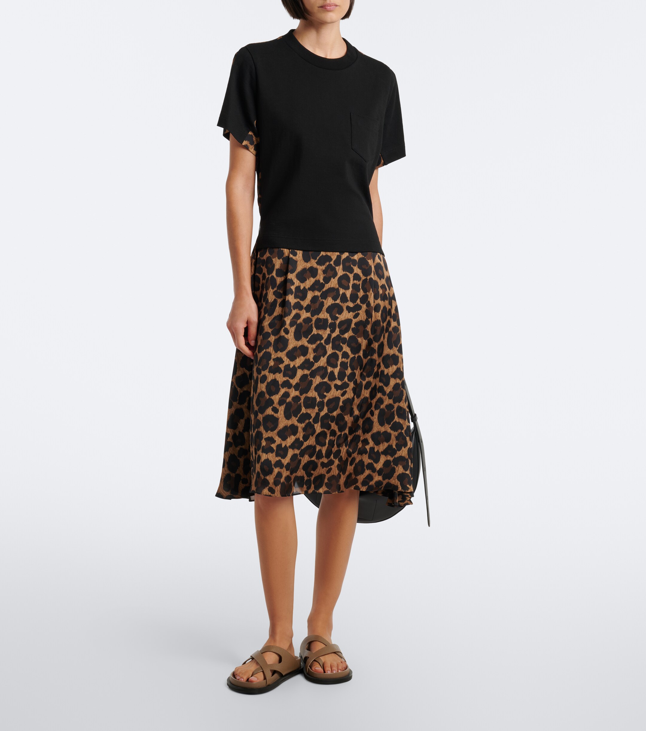 Sacai Sacai Leopard-print cotton jersey midi dress