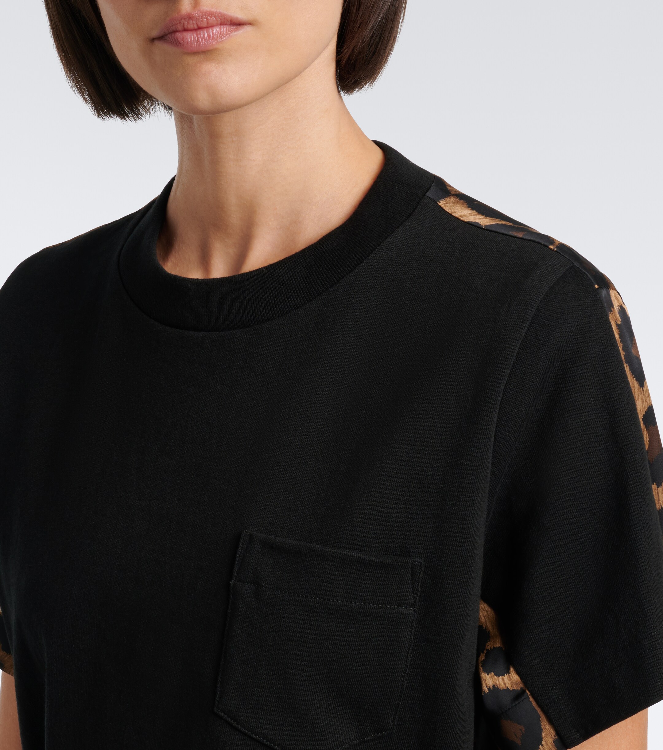 Sacai Sacai Leopard-print cotton jersey midi dress