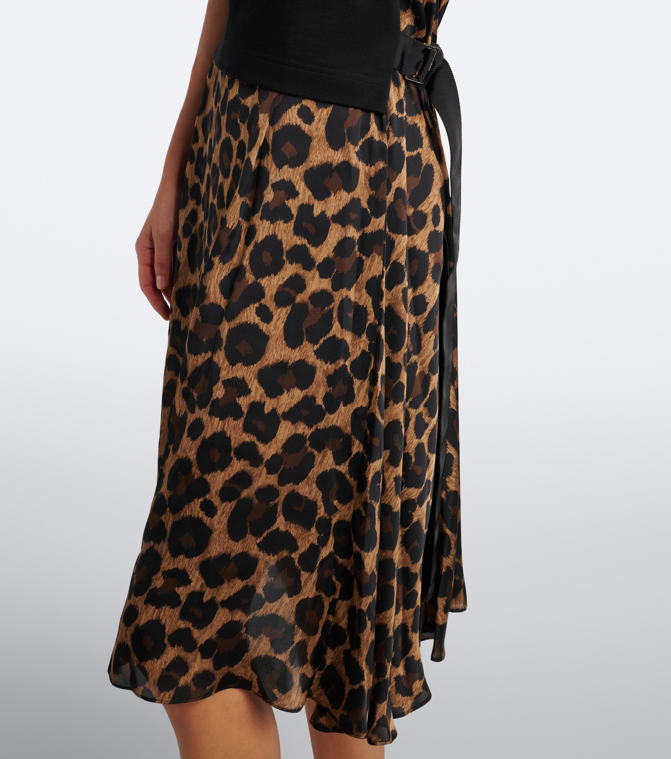 Sacai Sacai Leopard-print cotton jersey midi dress