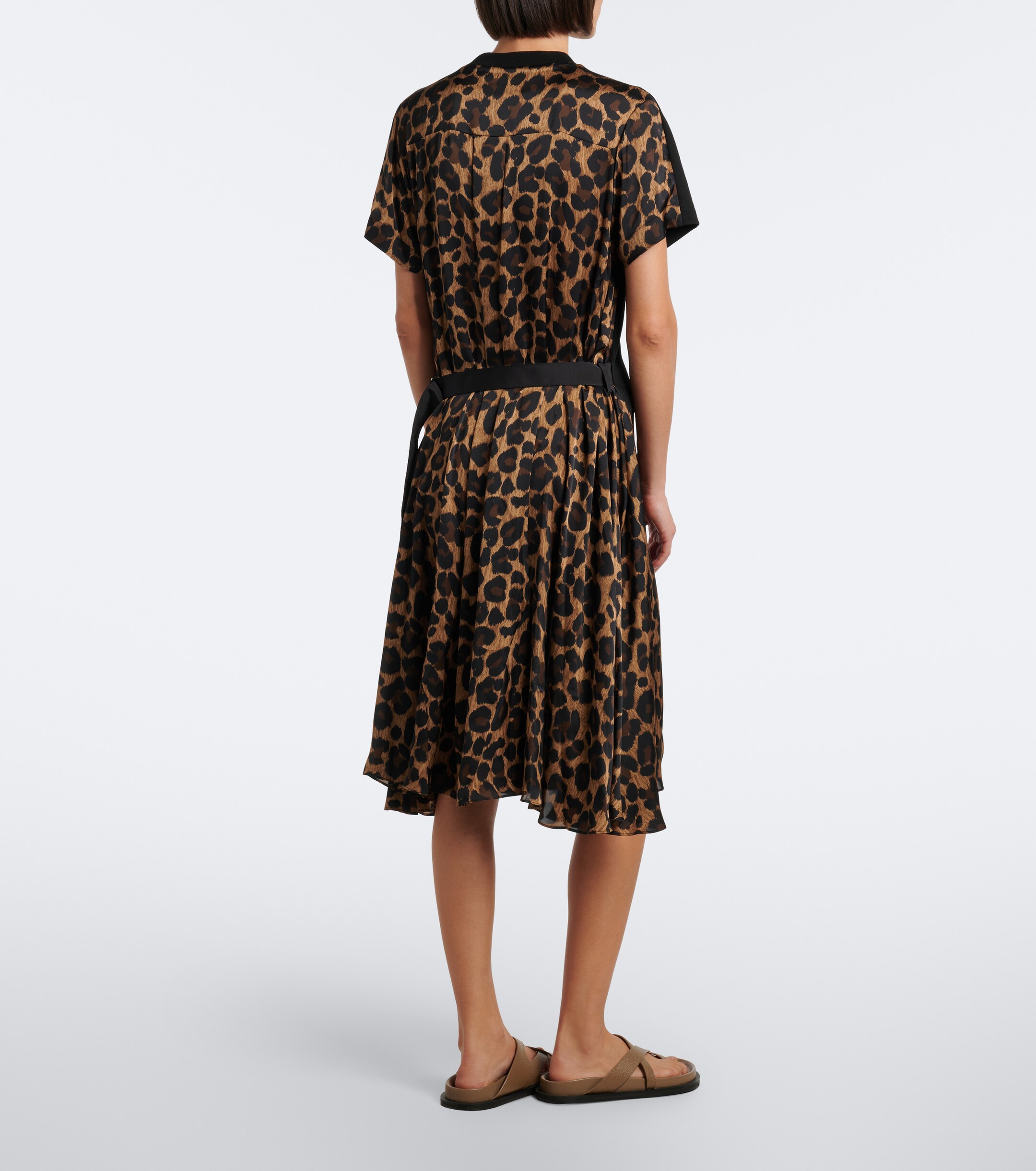 Sacai Sacai Leopard-print cotton jersey midi dress