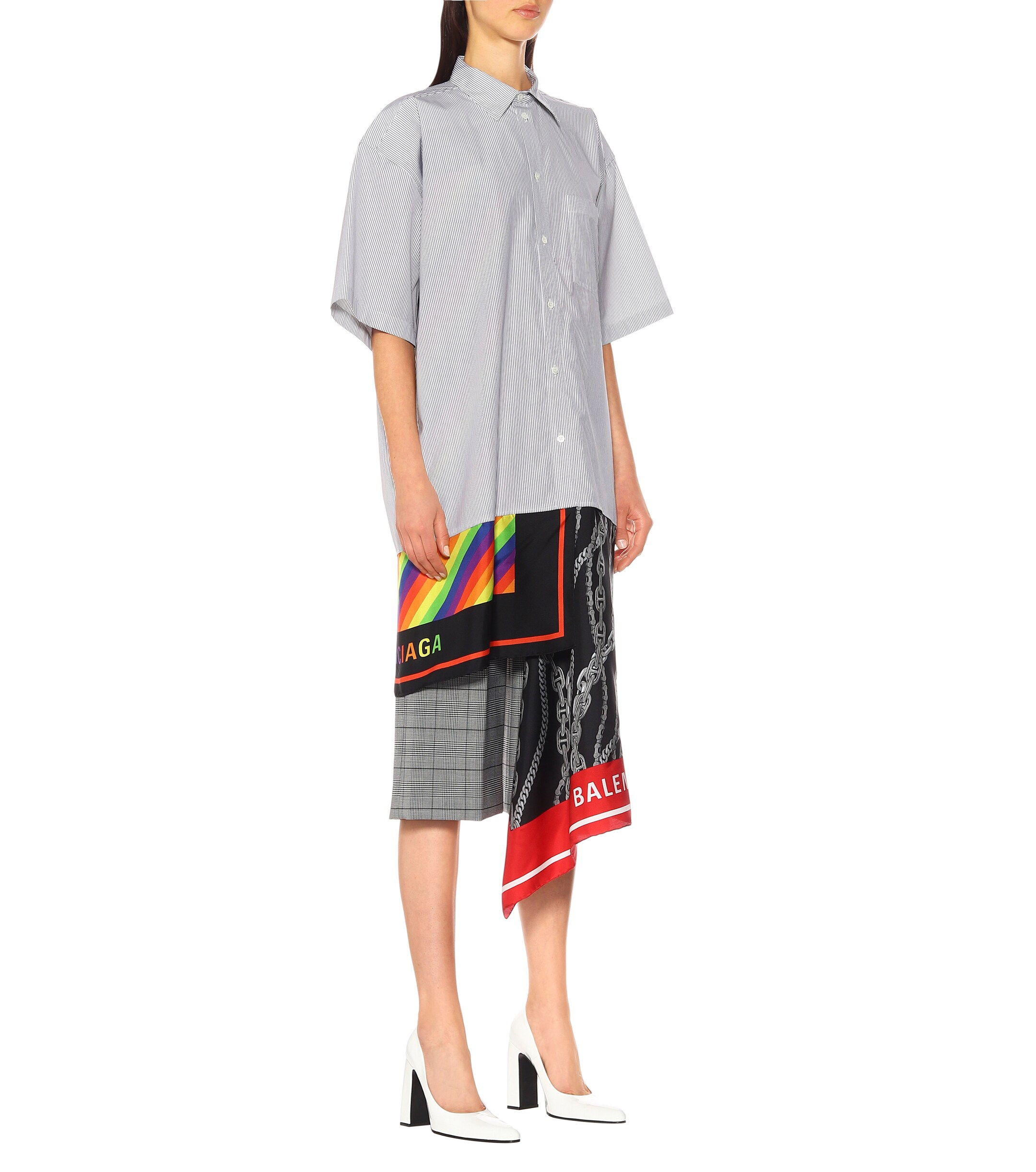 Balenciaga Scarf cotton and silk shirt dress