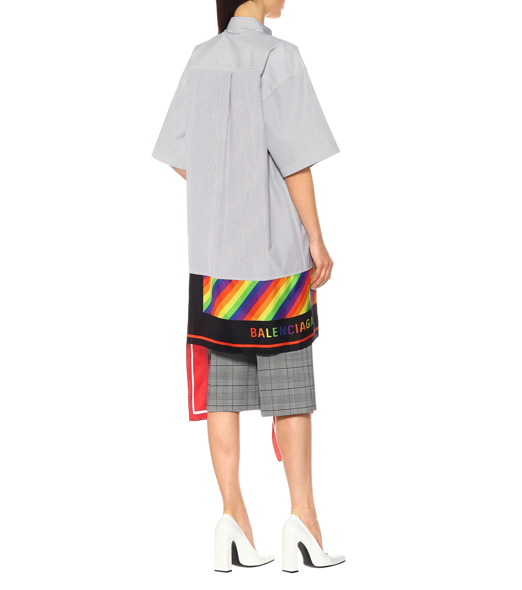 Balenciaga Scarf cotton and silk shirt dress