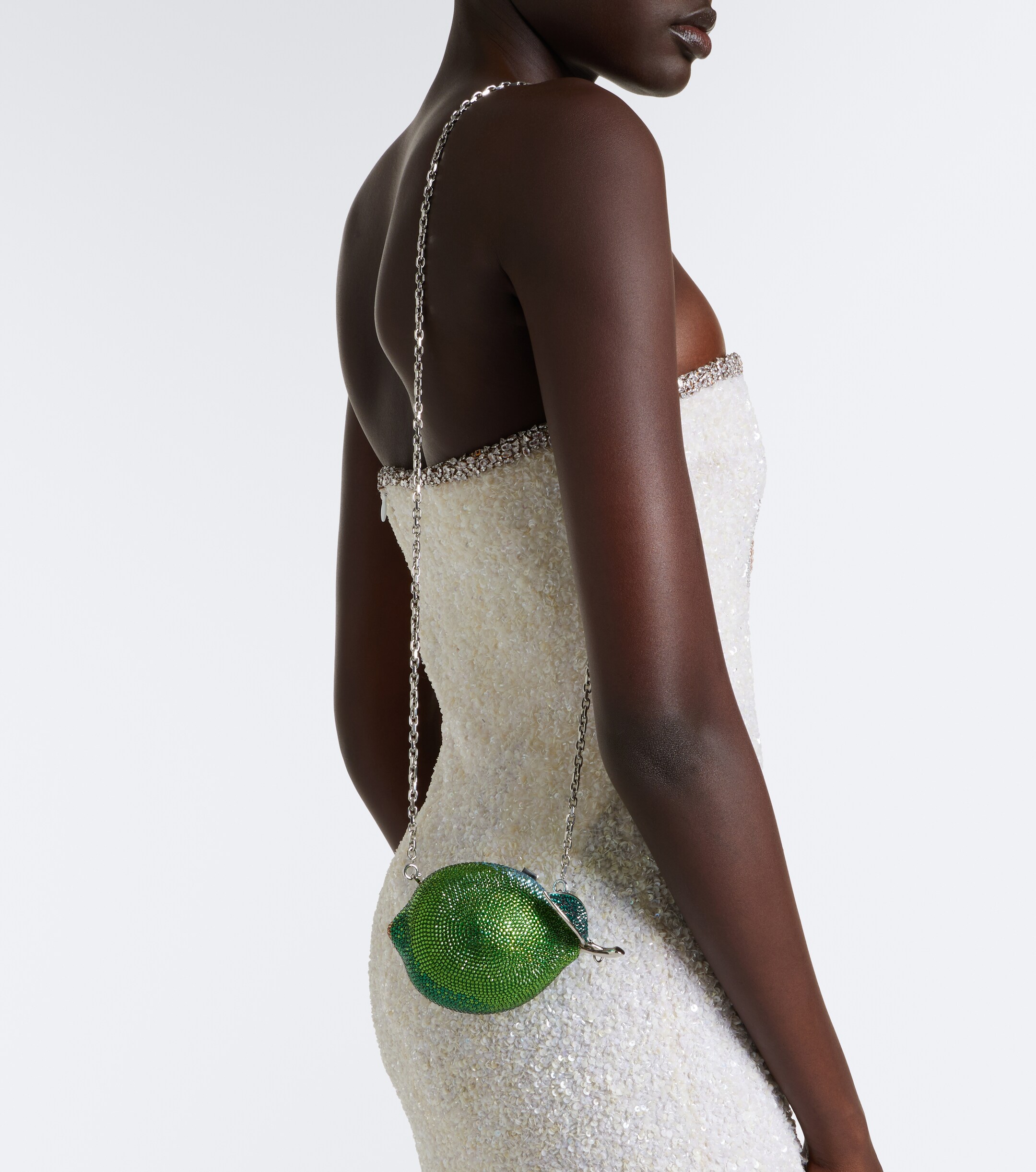 Judith Leiber Couture Citron Lime embellished clutch thumbnail