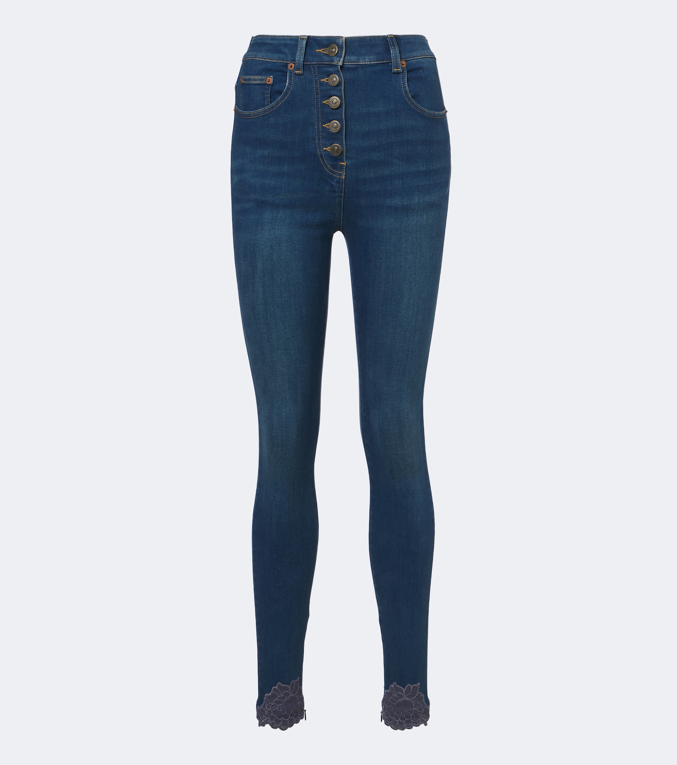 Valentino Garavani Valentino Garavani Lace-trimmed skinny jeans