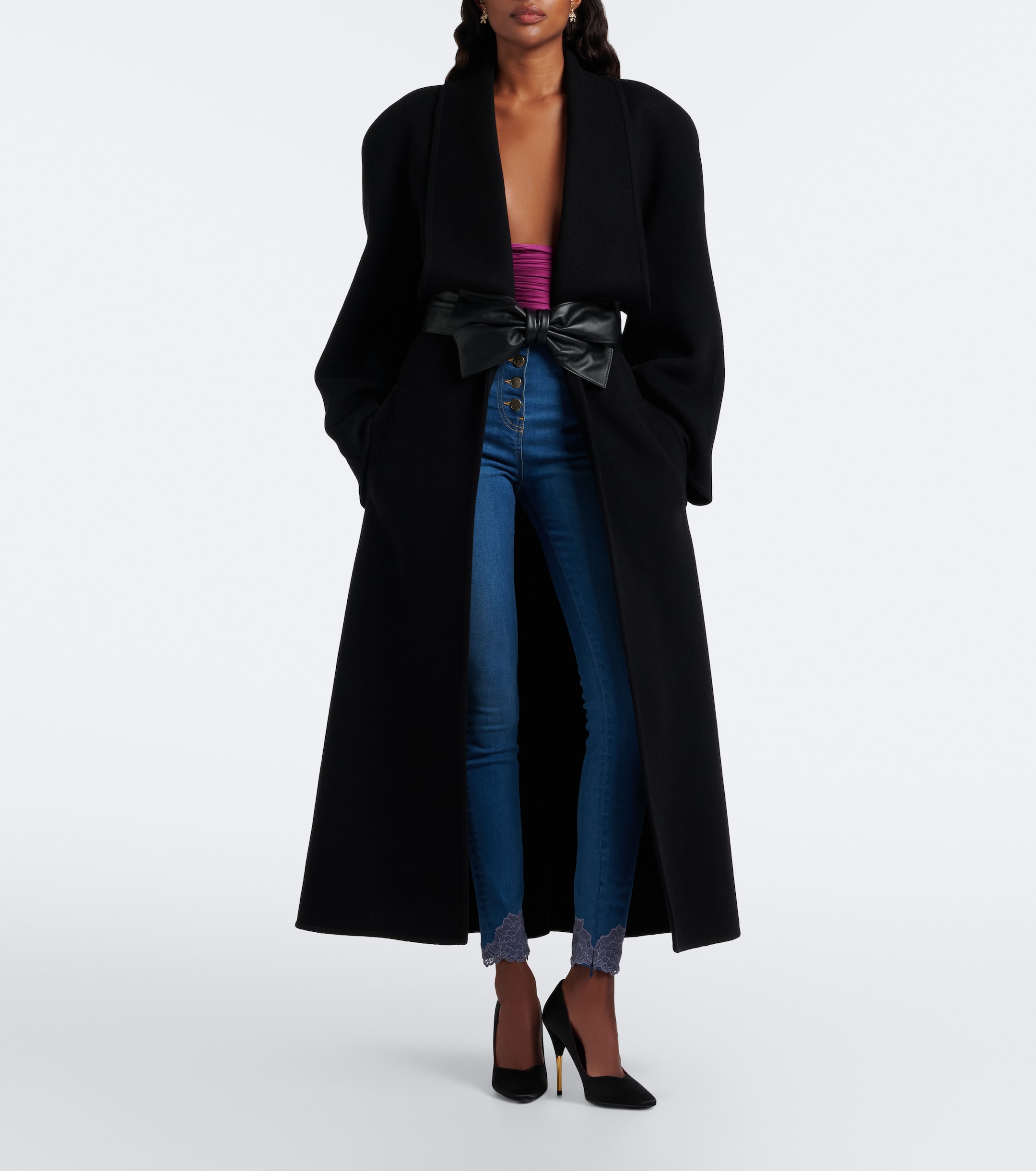 Valentino Garavani Valentino Garavani Lace-trimmed skinny jeans