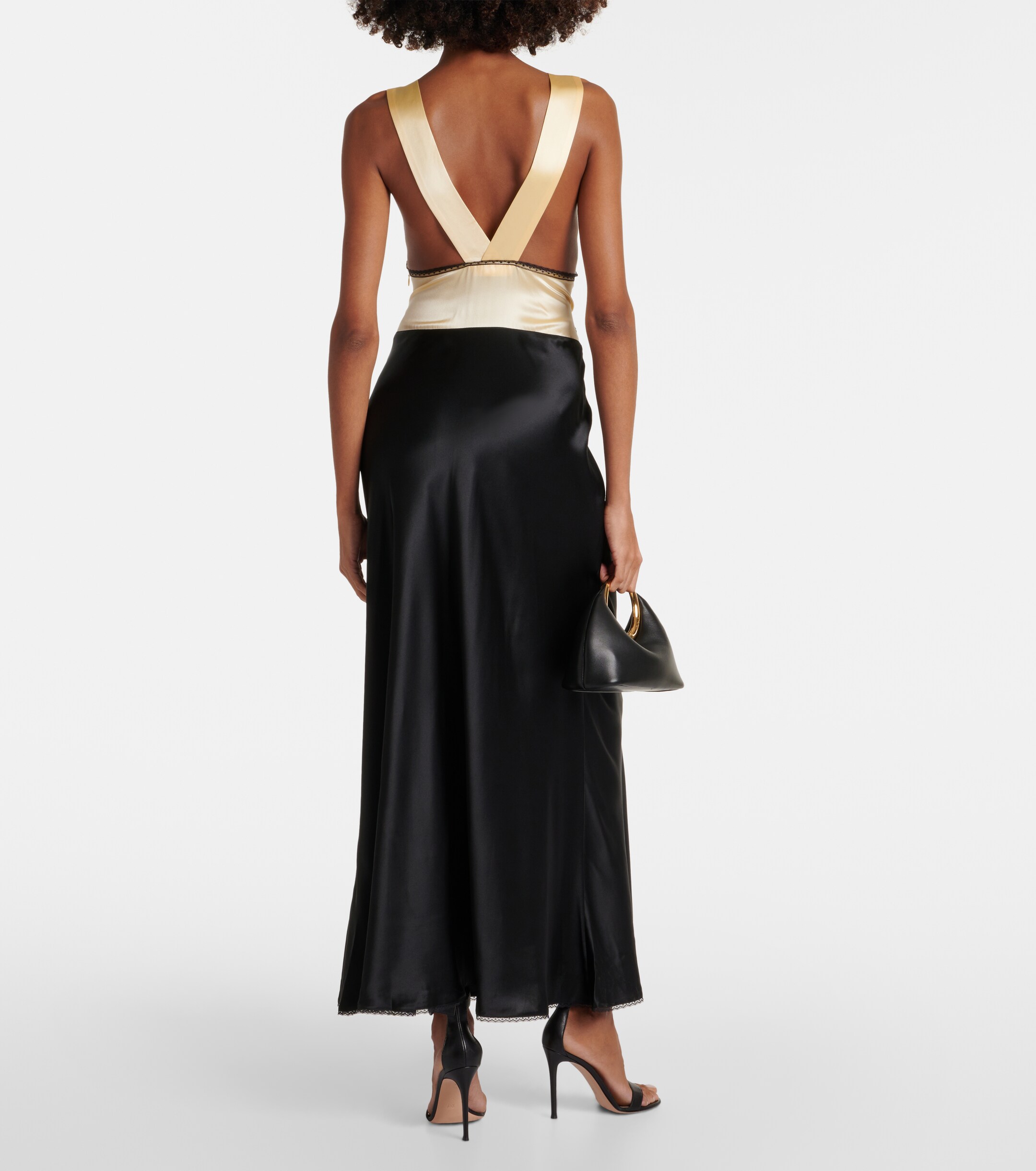 SIR. Aries lace-trimmed cutout silk maxi dress