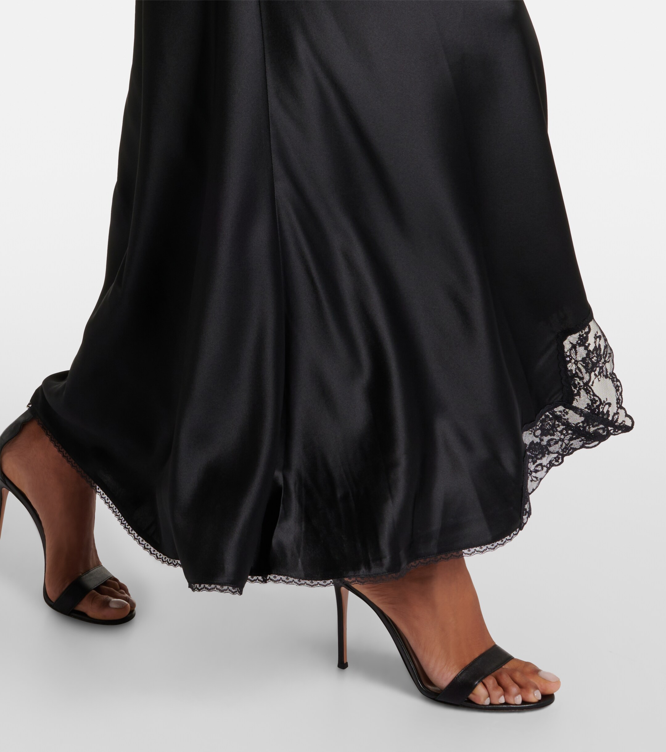 SIR. Aries lace-trimmed cutout silk maxi dress