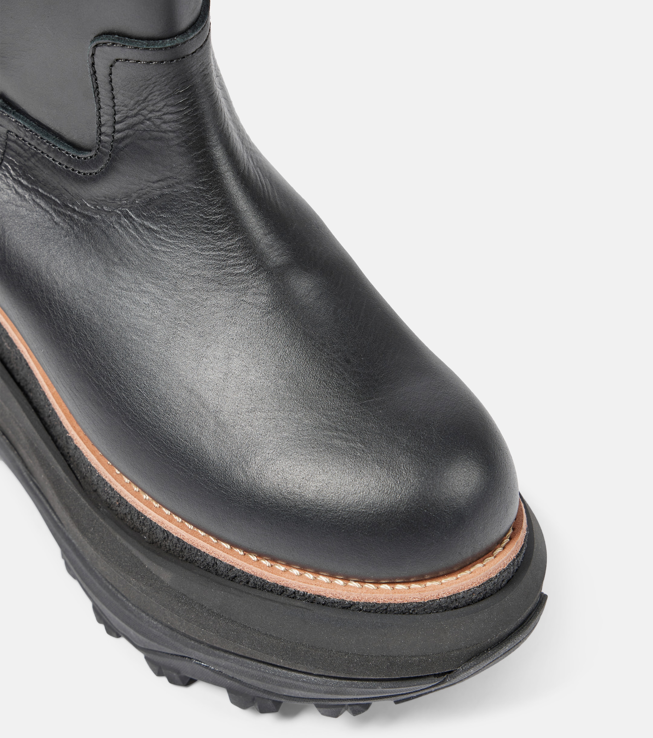 Sacai Leather platform knee-high boots