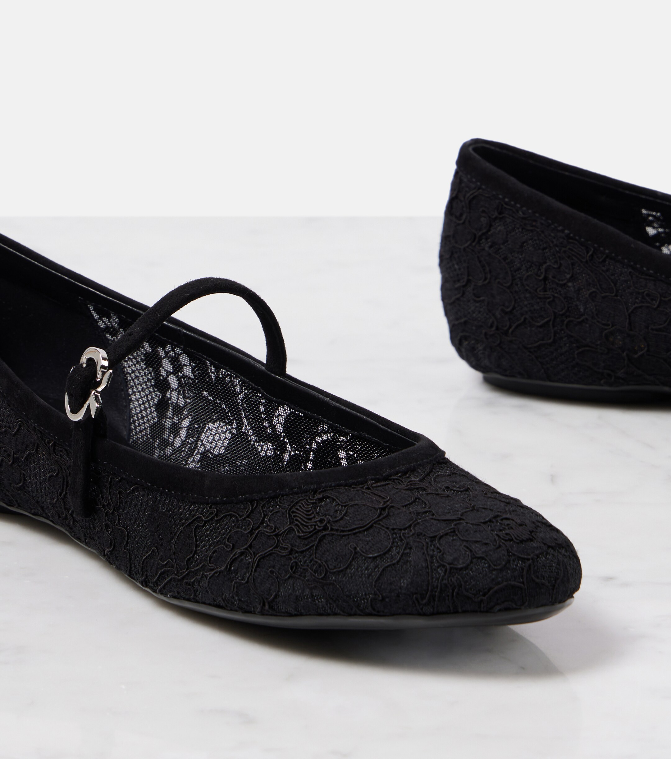GIANVITO ROSSI MJ leather-trimmed lace ballet flats