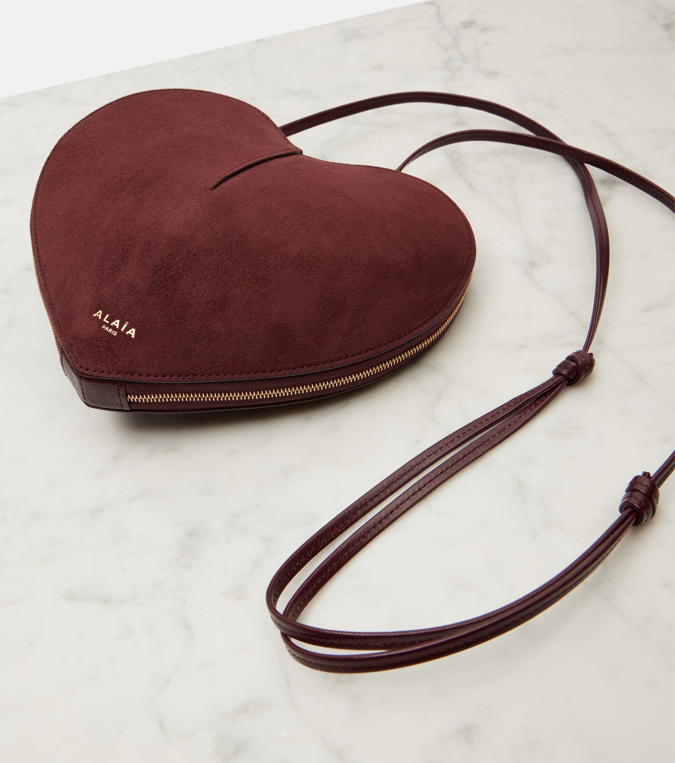 Alaïa Le Cœur suede crossbody bag