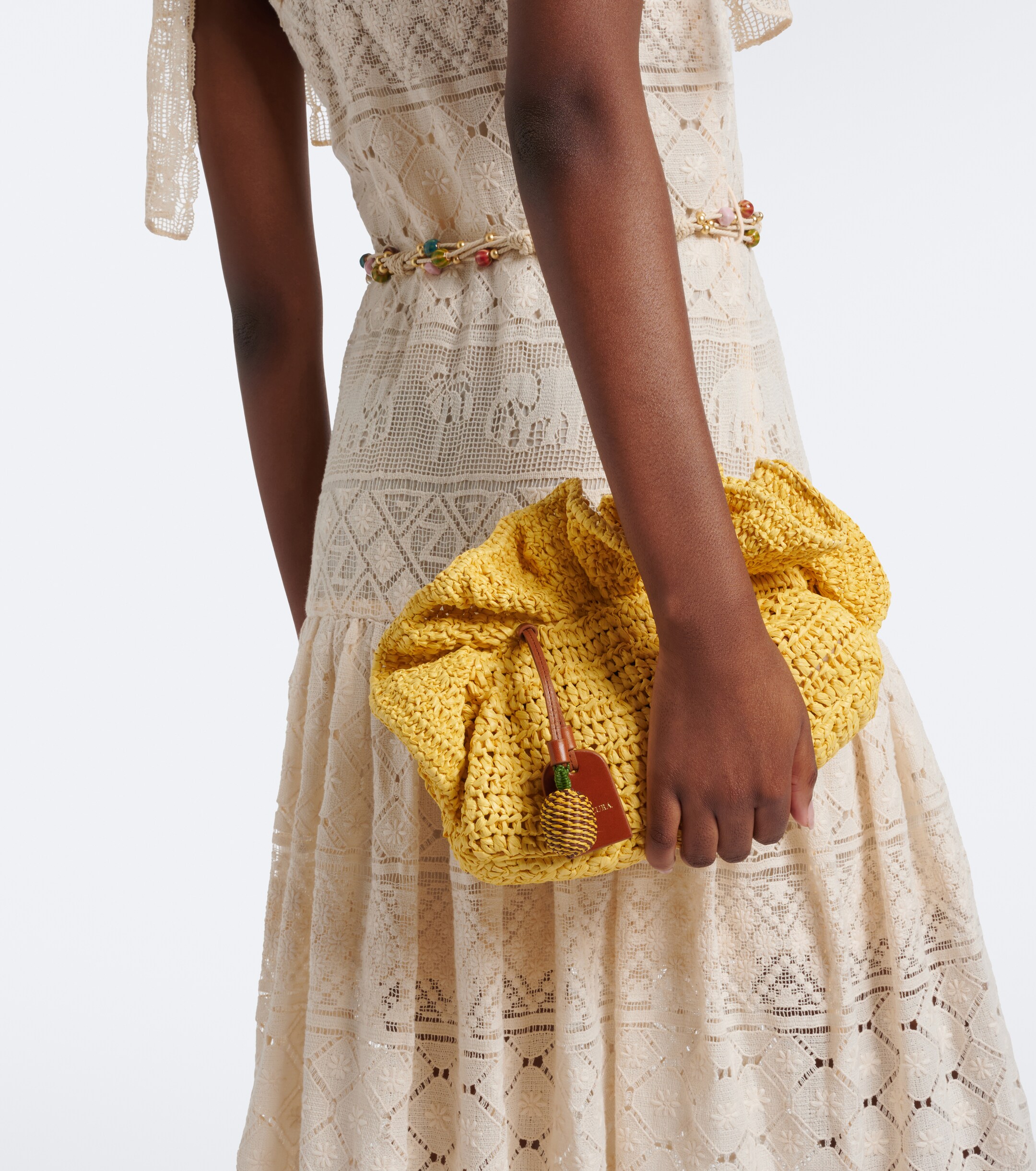 AQUAZZURA Paradise raffia clutch
