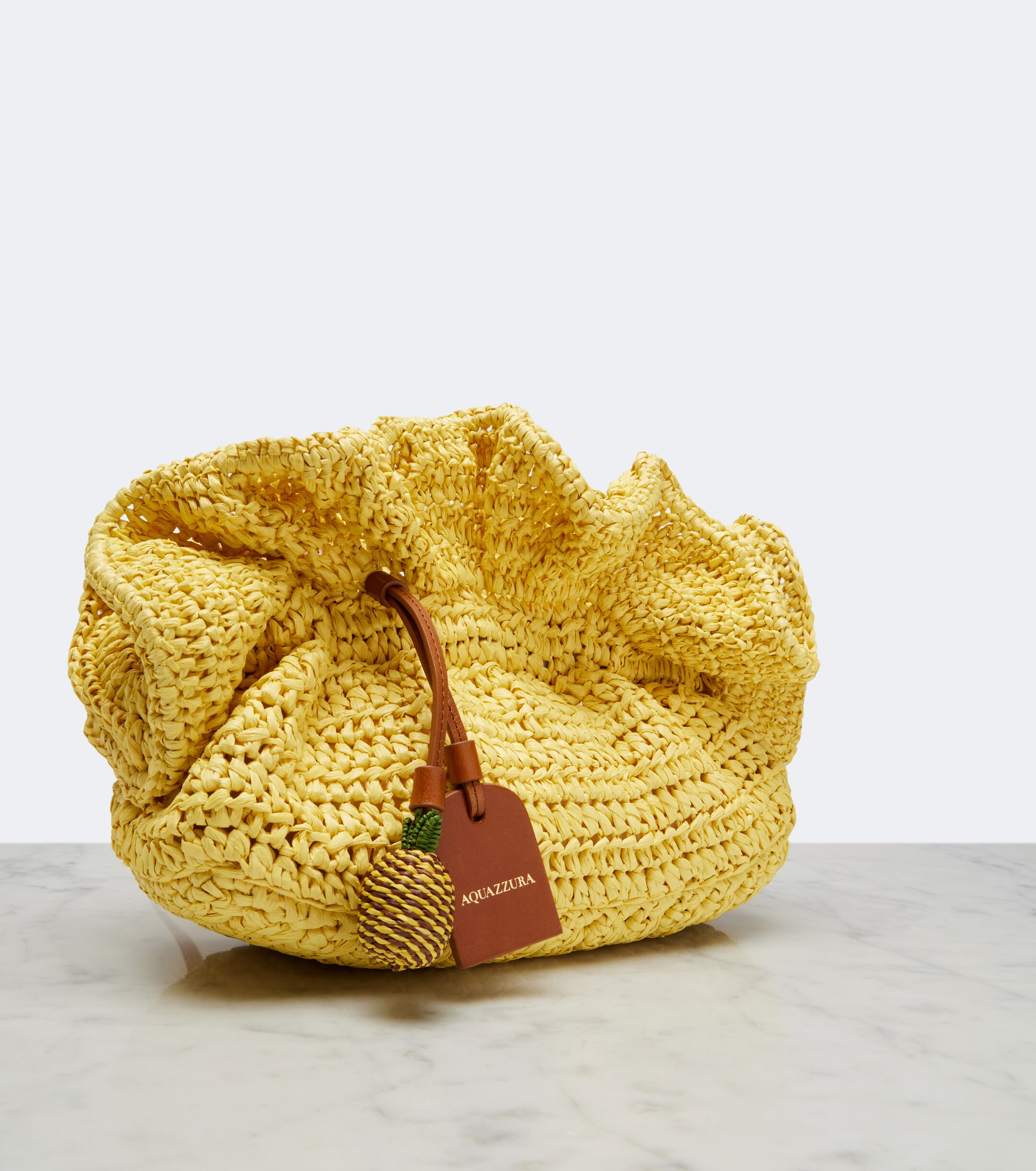 AQUAZZURA Paradise raffia clutch
