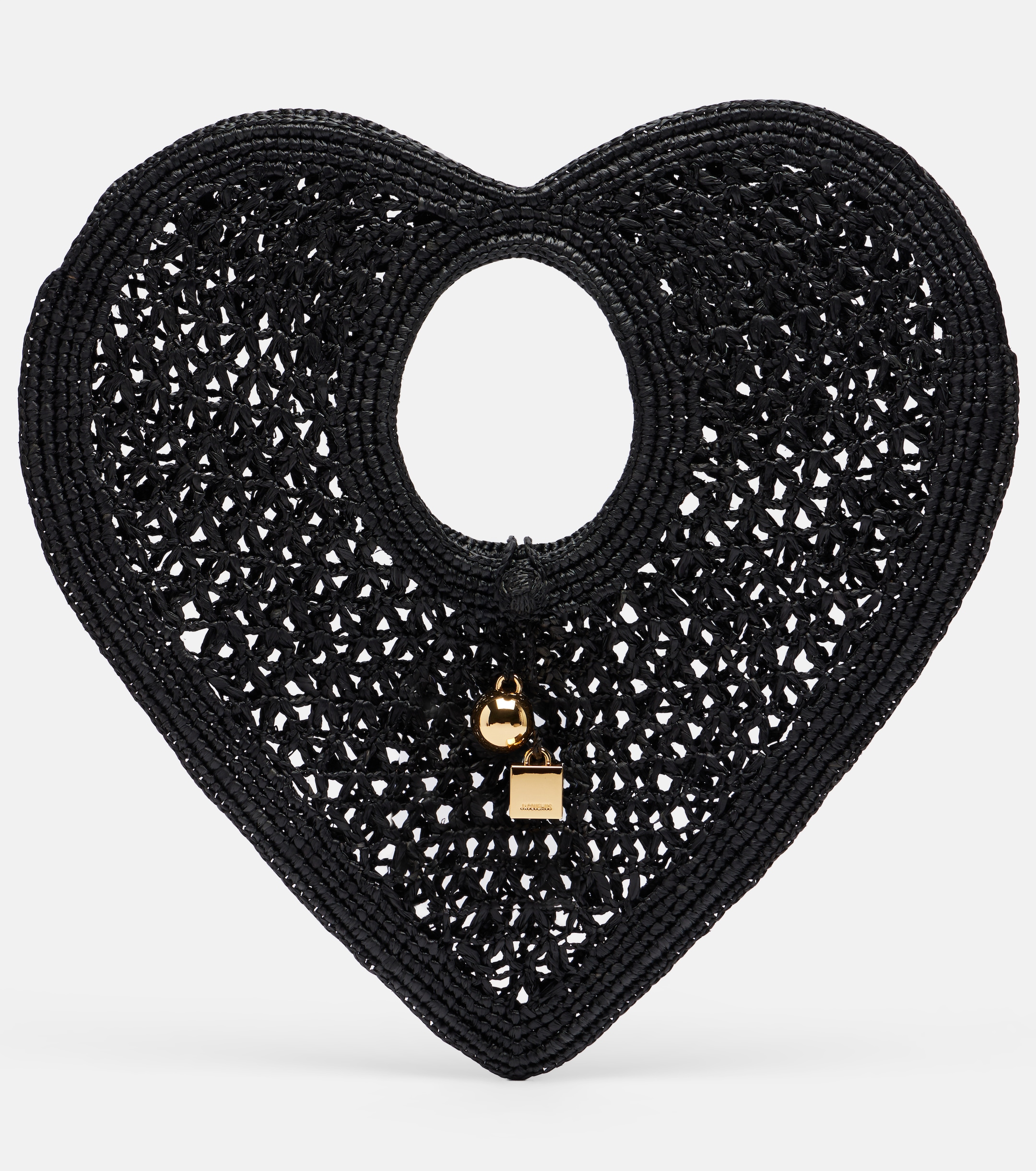 Jacquemus Spiaggia Coeur Small raffia top-handle bag