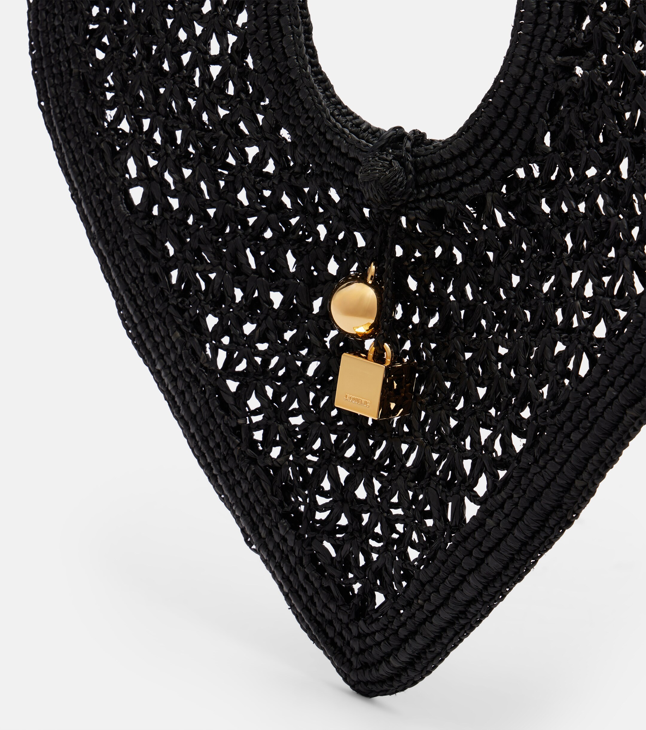 Jacquemus Spiaggia Coeur Small raffia top-handle bag