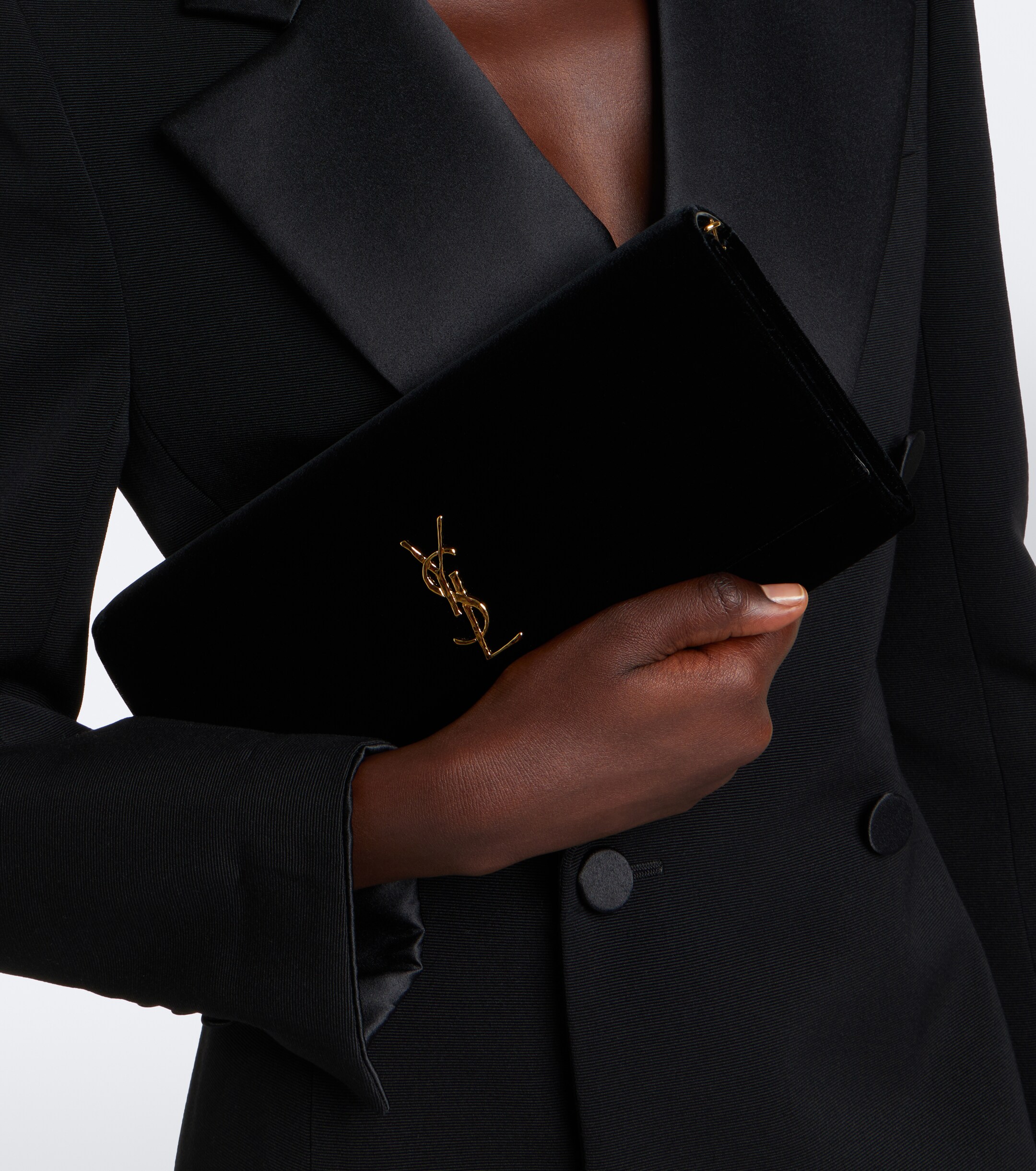 Saint Laurent Cassandre velvet clutch