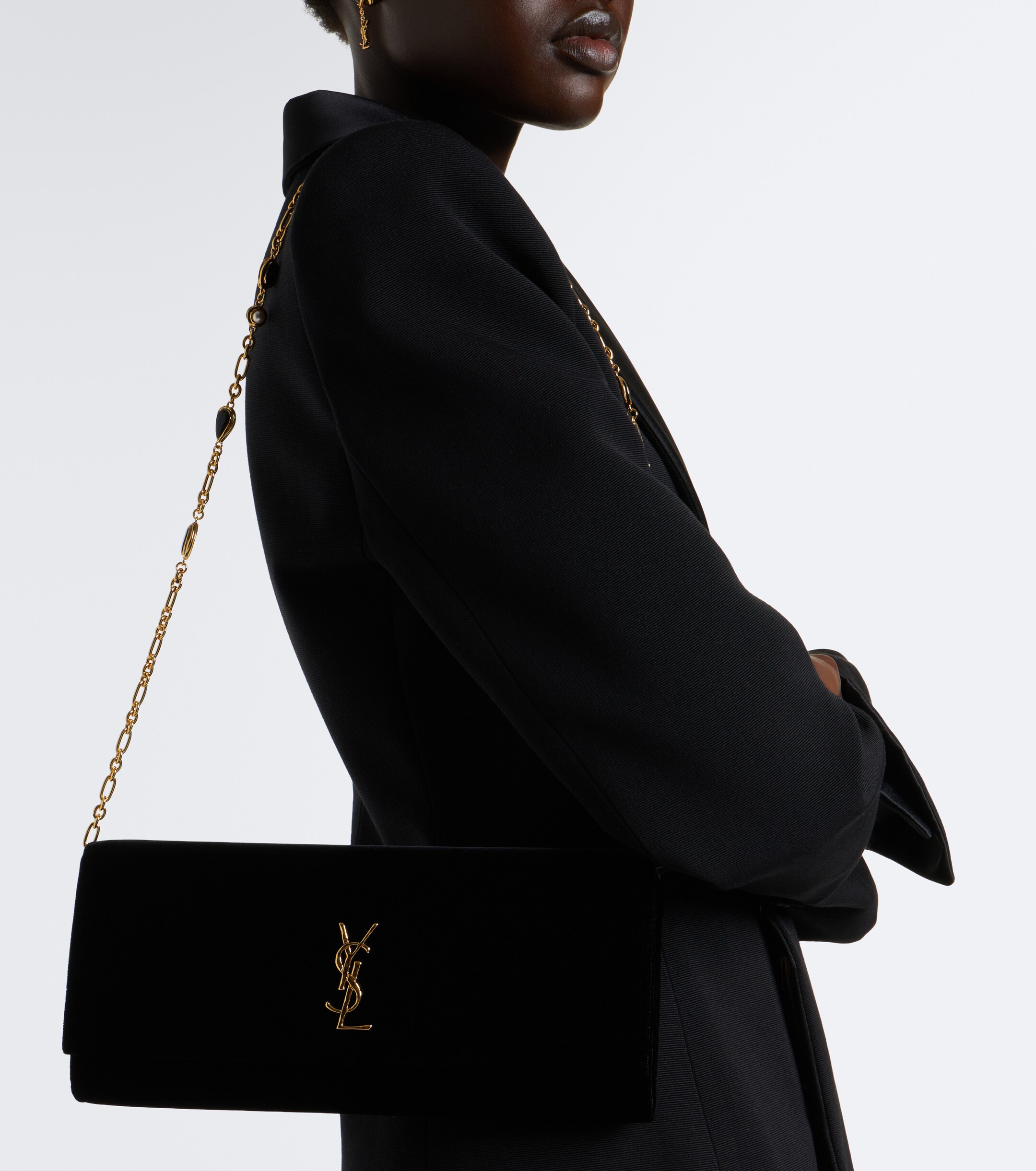 Saint Laurent Cassandre velvet clutch